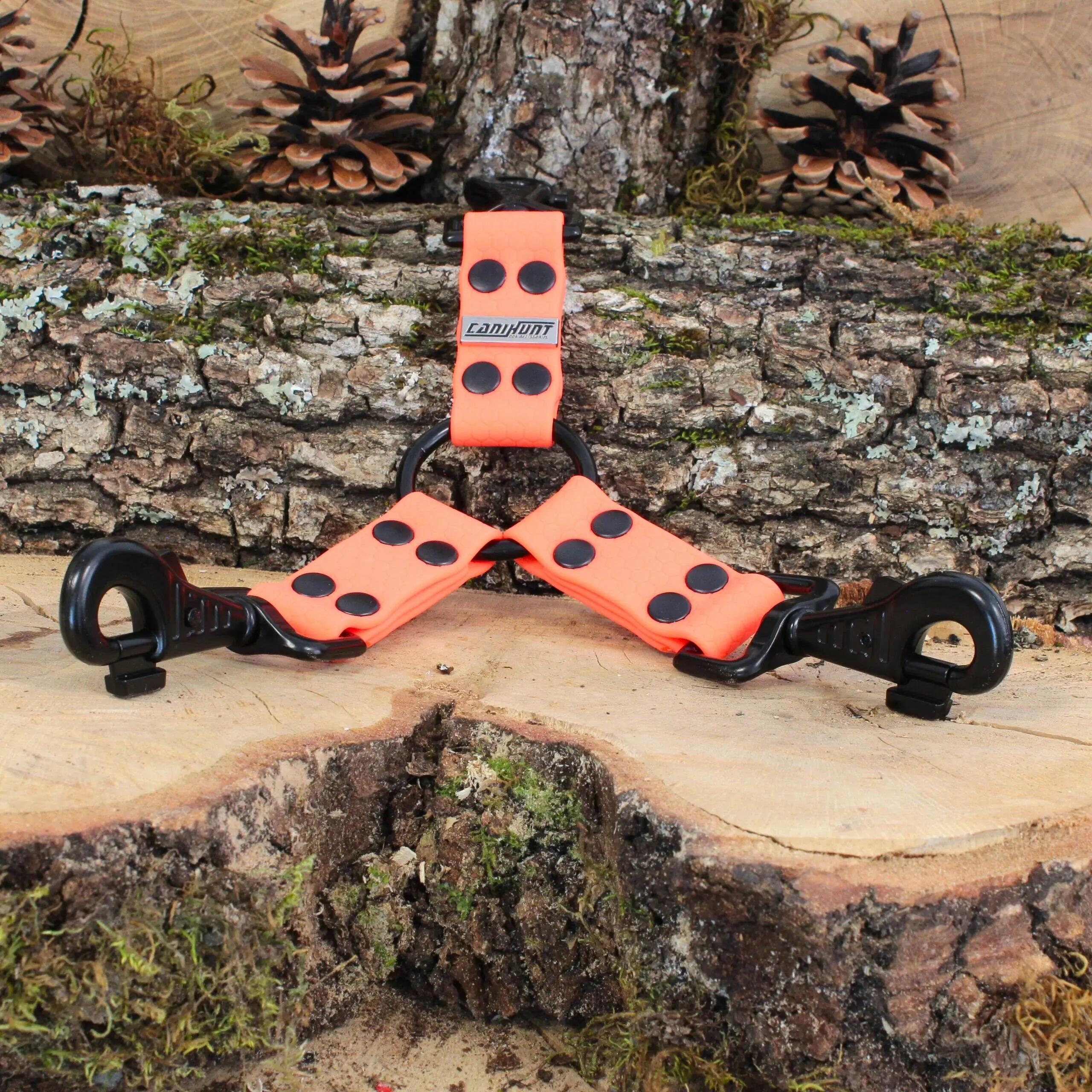 CANIHUNT-LEIDING MADE IN FRANCE HEXA 3 HONDEN KORT 15 CM breedte 25 mm ORANJE 3/5