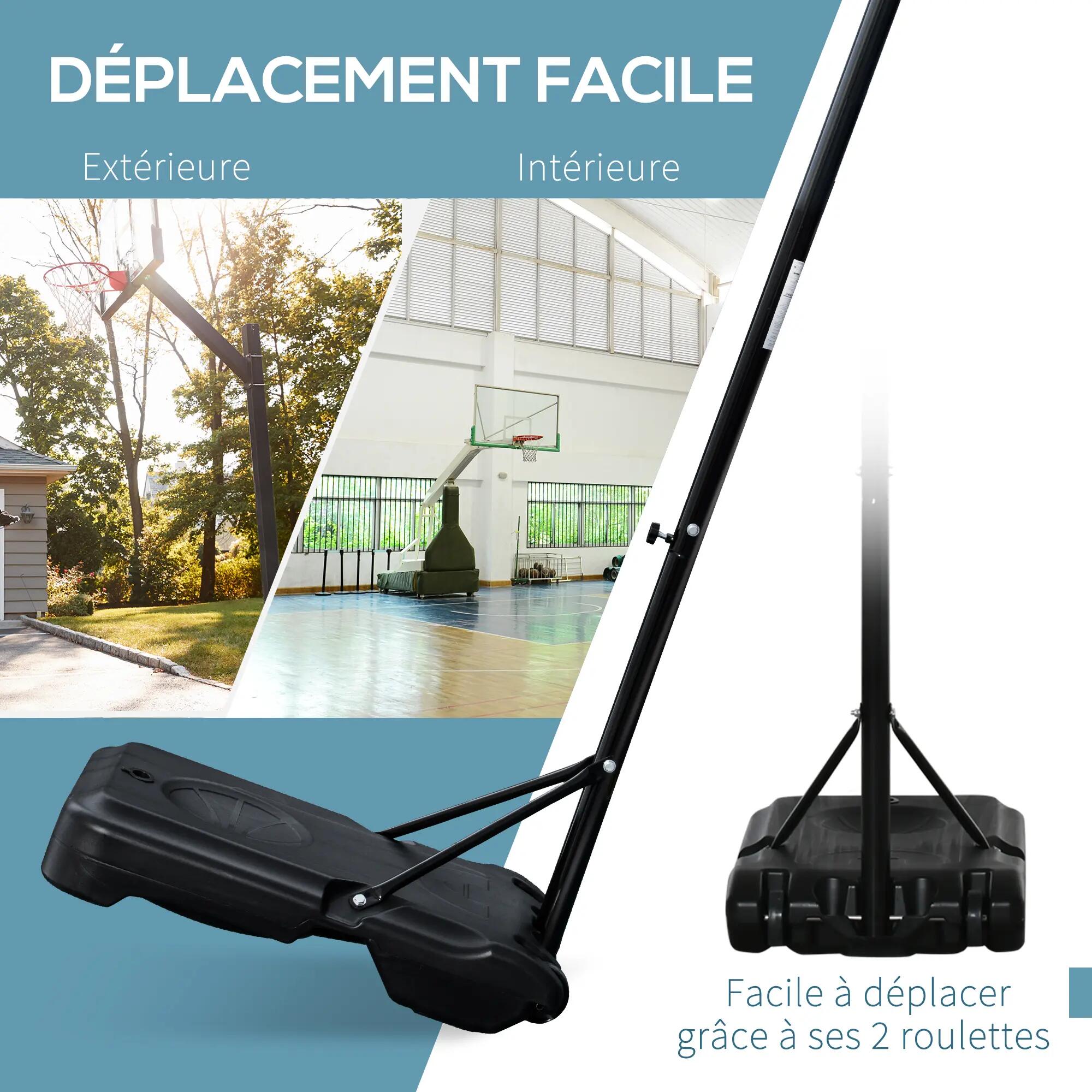 Panier de basket extérieur avec poteau panneau, base de lestage sur roulettes 8/9