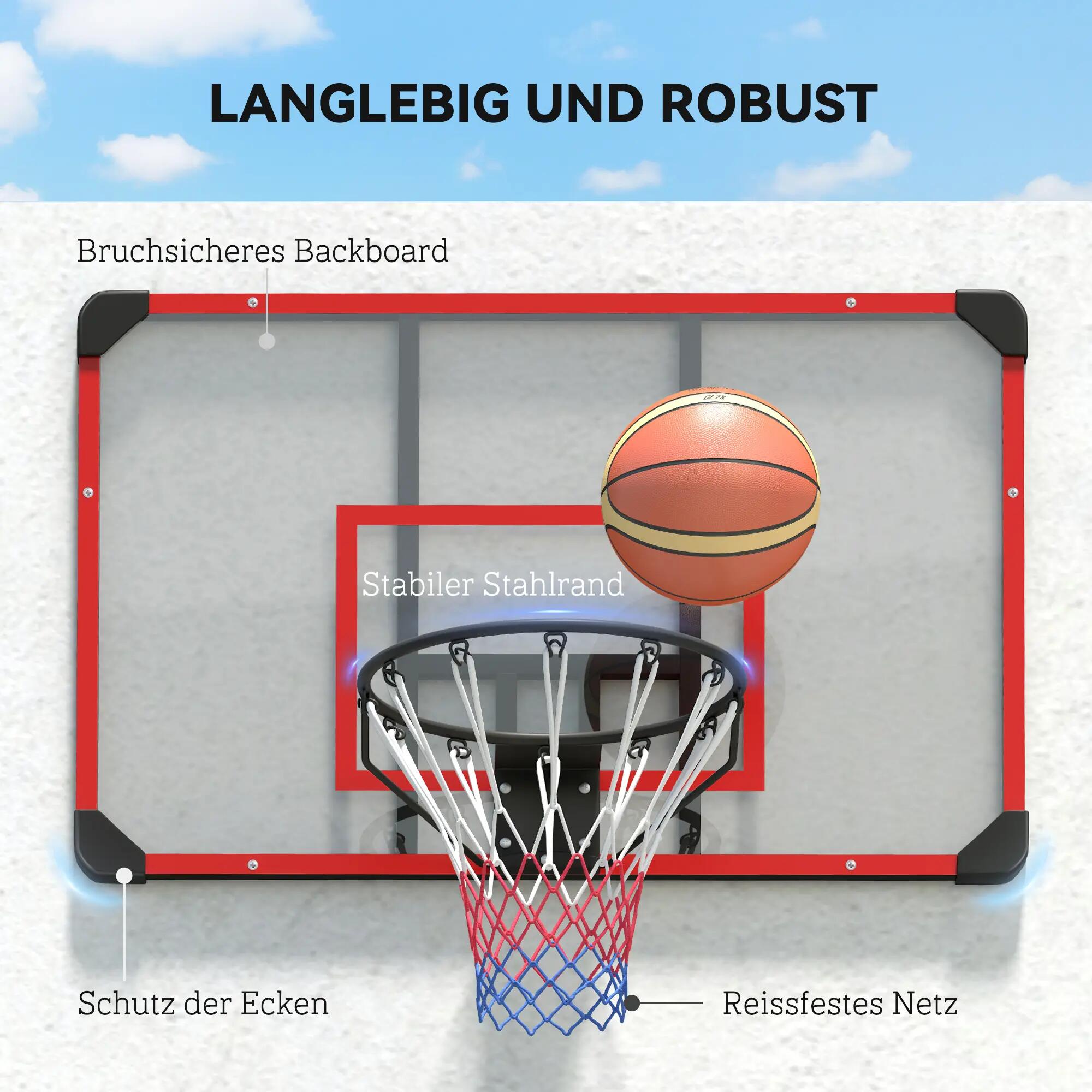 Panier de basket mural, usage intérieur/extérieur, panneau arrière robuste en 6/9