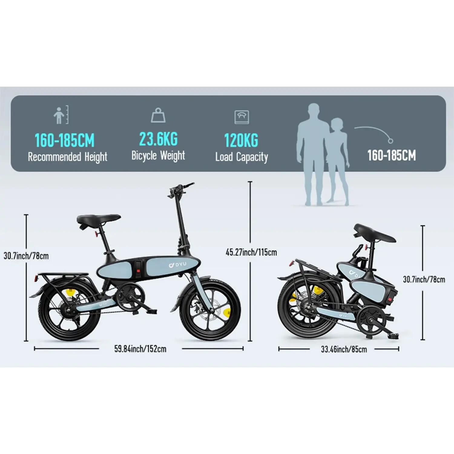 C2 Bicicleta Eléctrica 16" 48V 7.5Ah Azul 2/6