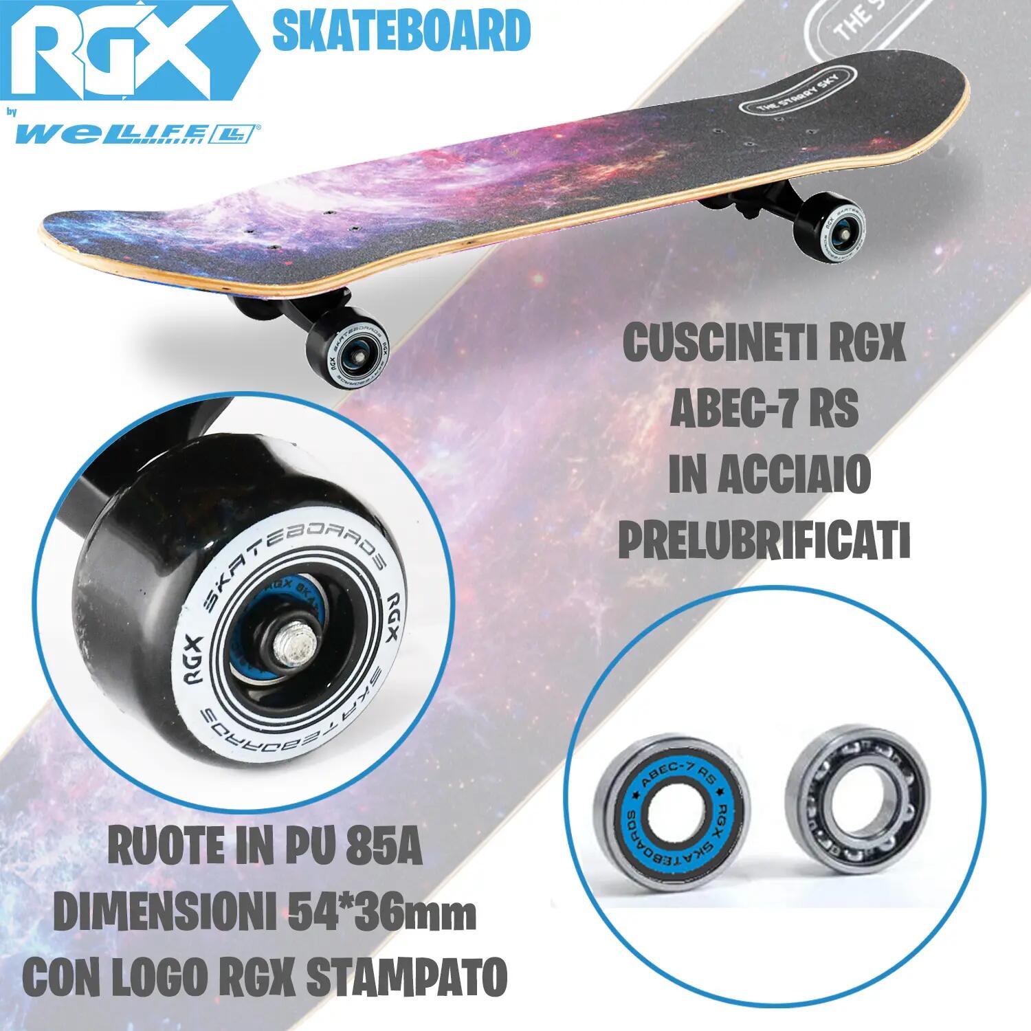 Skateboard in Acero per Bambini e Adulti Principianti 31” Double Kick 6/13