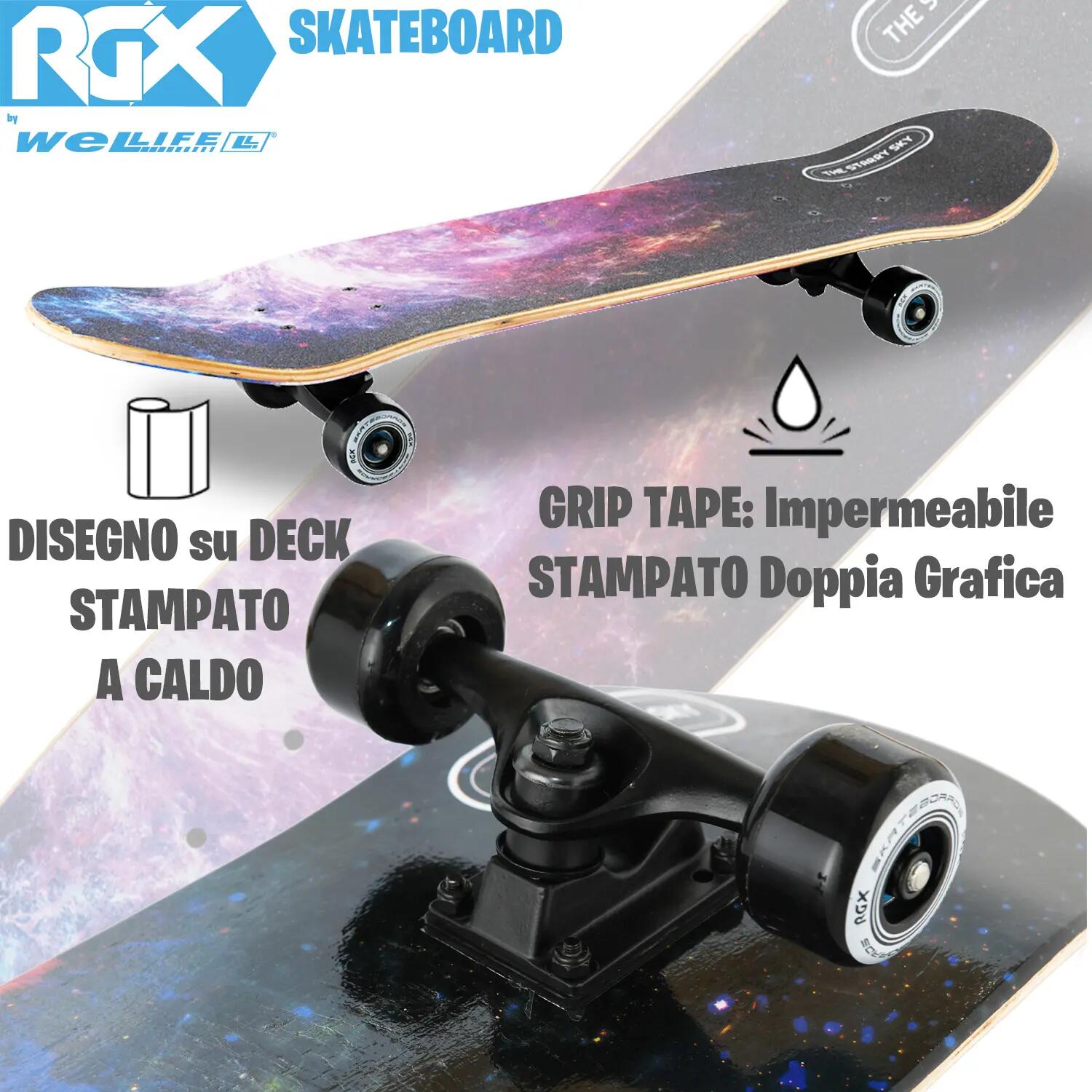 Skateboard in Acero per Bambini e Adulti Principianti 31” Double Kick 3/13