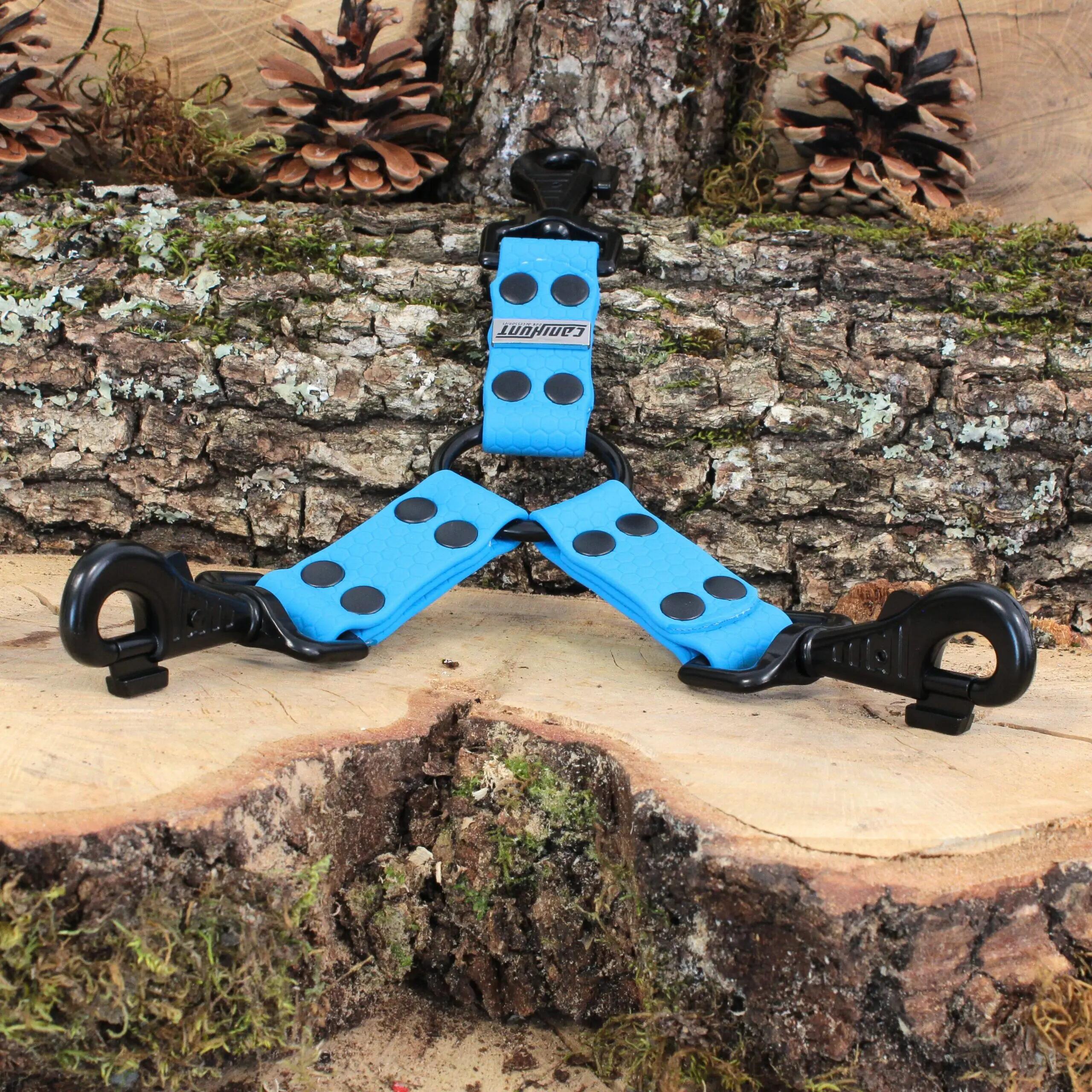 CANIHUNT-KOPPELING MADE IN FRANCE HEXA 3 HONDEN KORT 15 CM breedte 25 mm BLAUW 3/5