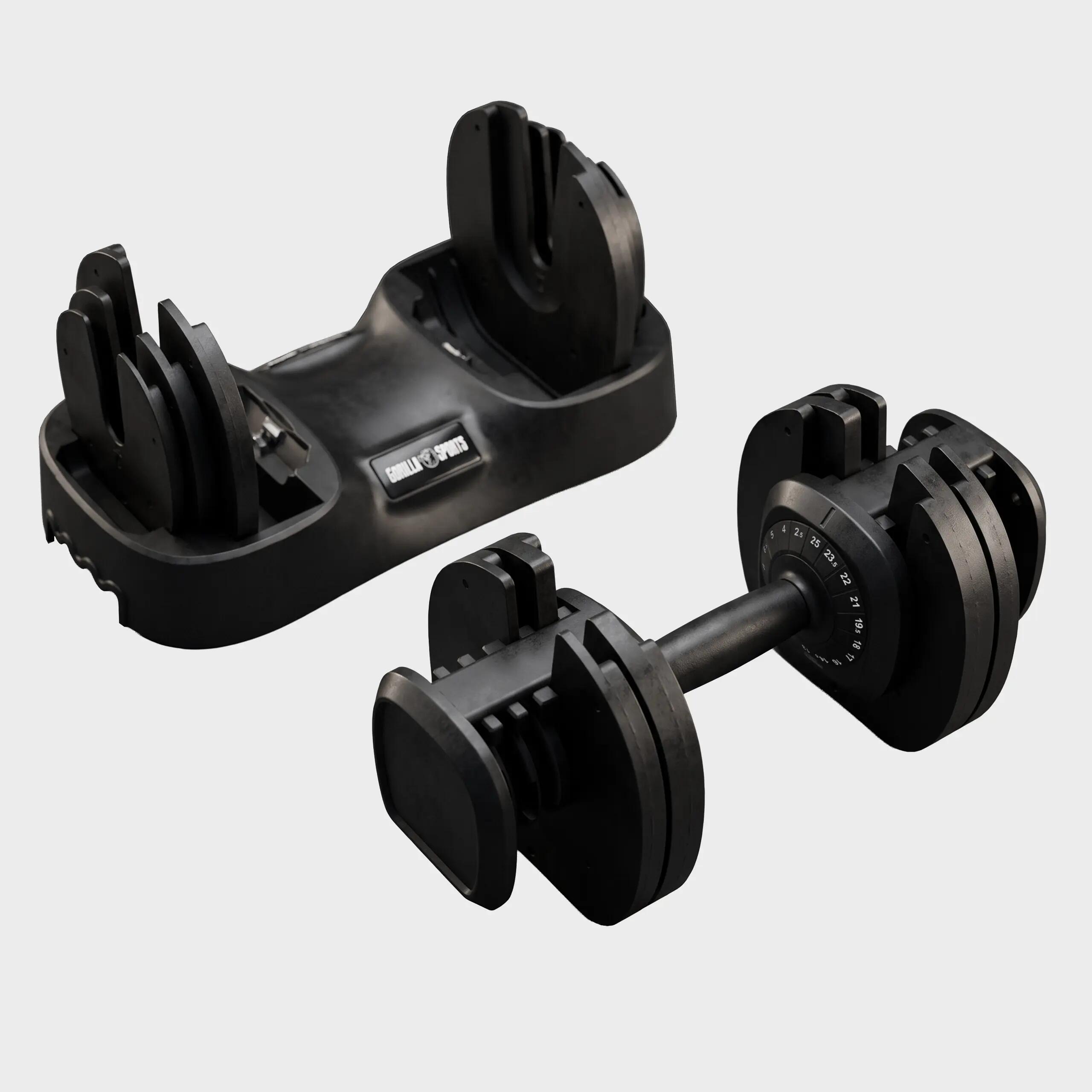 Haltère réglable 2,5 à 25 kg, 18 paliers, plateau de rangement inclus 7/7