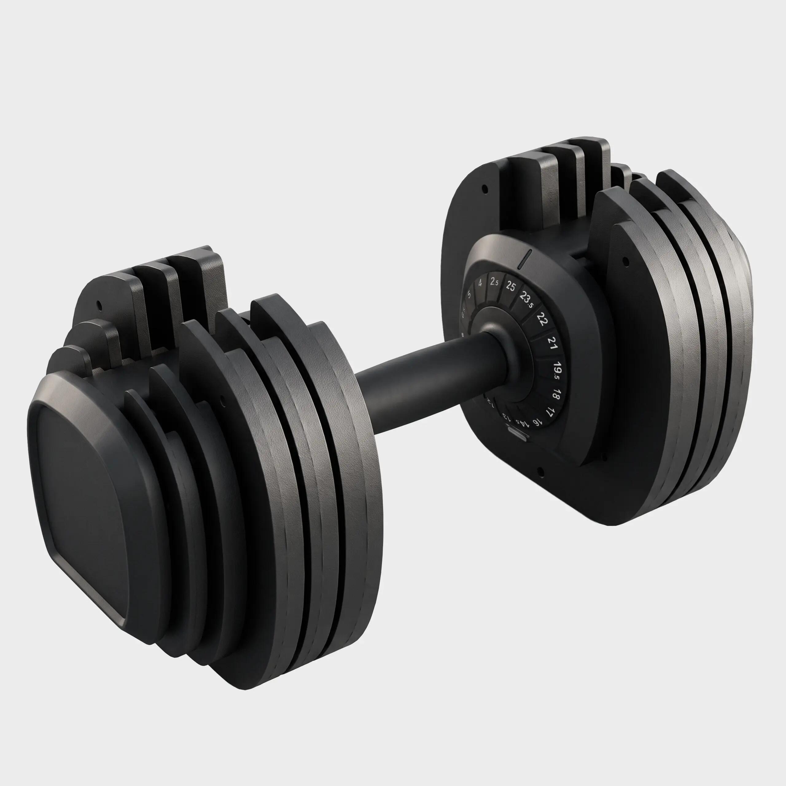 Haltère réglable 2,5 à 25 kg, 18 paliers, plateau de rangement inclus 6/7
