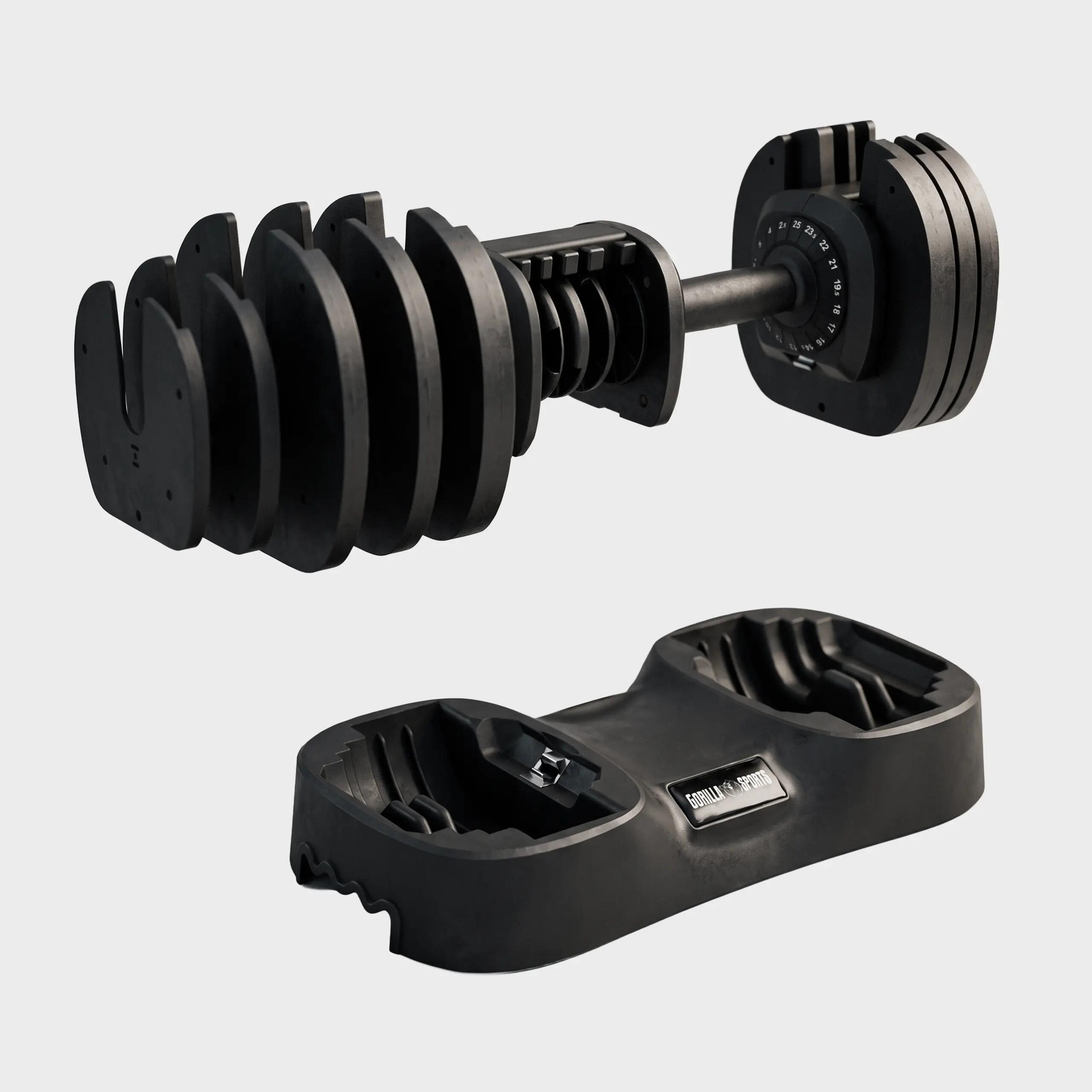 Haltère réglable 2,5 à 25 kg, 18 paliers, plateau de rangement inclus 4/7