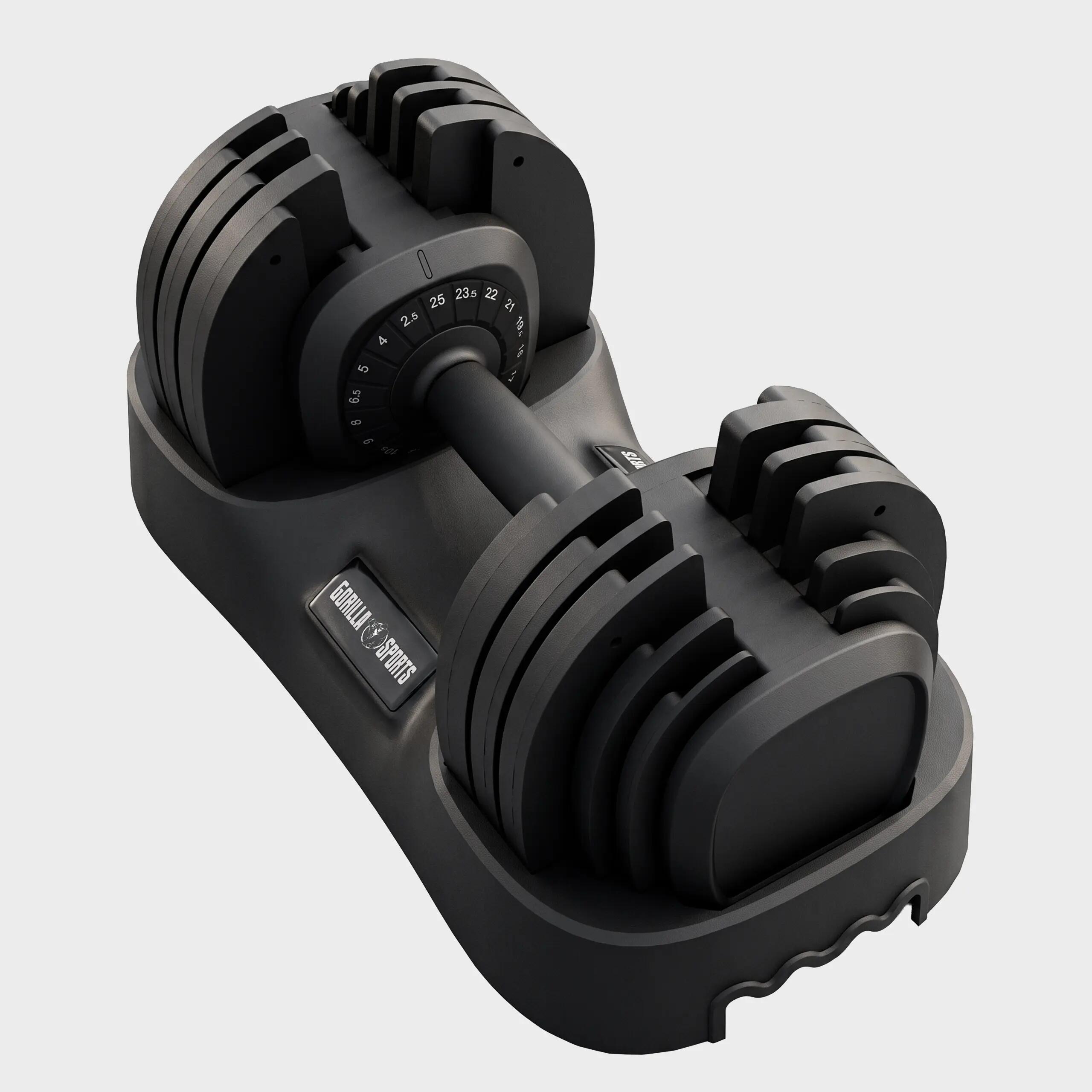Haltère réglable 2,5 à 25 kg, 18 paliers, plateau de rangement inclus 3/7