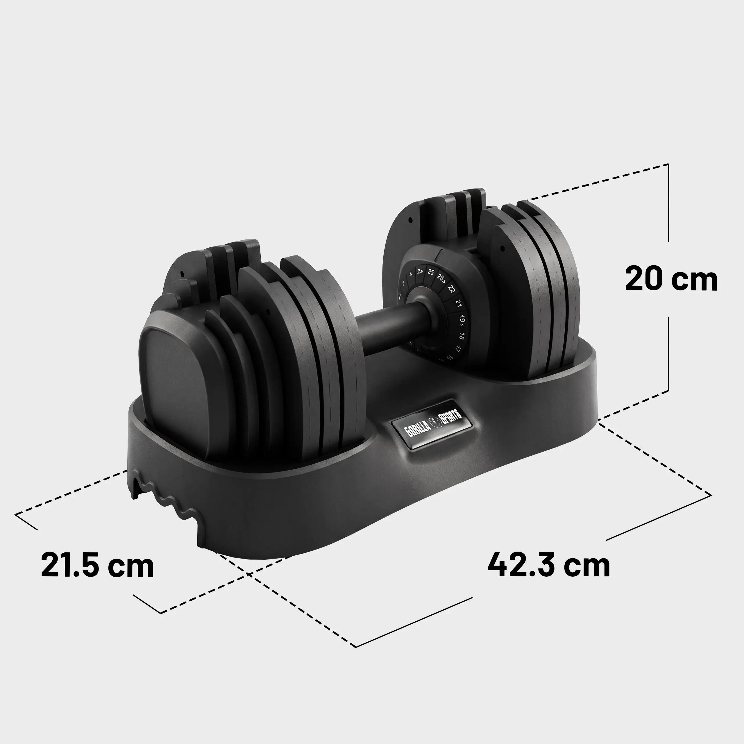 Haltère réglable 2,5 à 25 kg, 18 paliers, plateau de rangement inclus 2/7