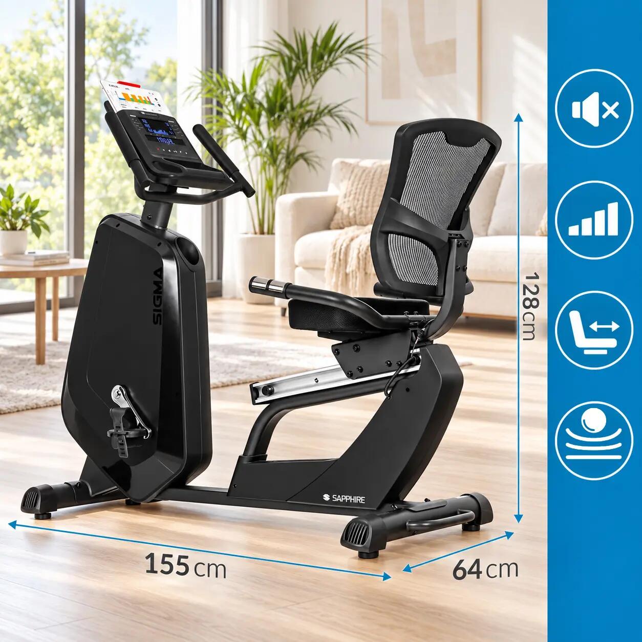 Rower elektromagnetyczny Sapphire SG-9050RB Sigma poziomy Bluetooth Aplikacje 4/14