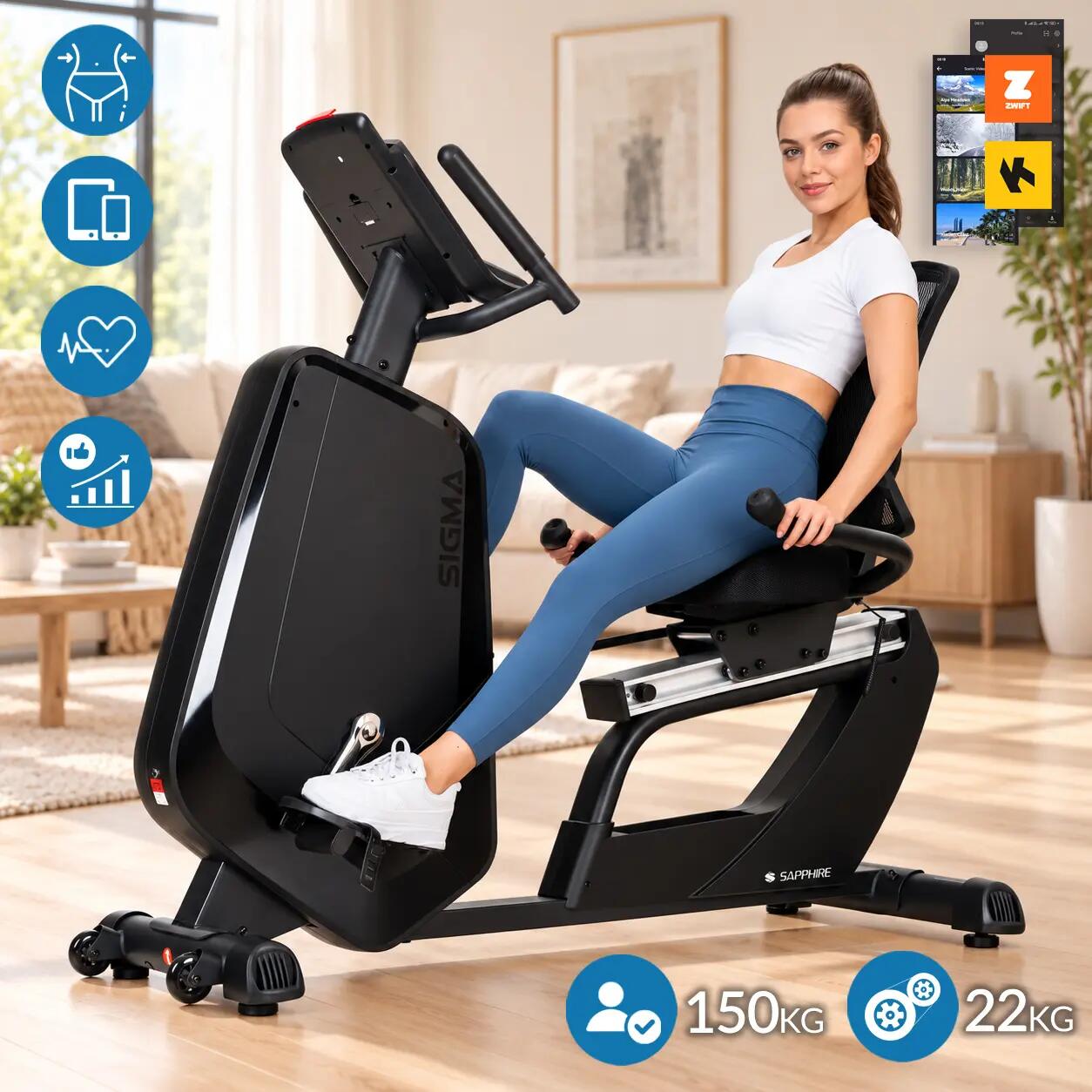 Rower elektromagnetyczny Sapphire SG-9050RB Sigma poziomy Bluetooth Aplikacje 3/14