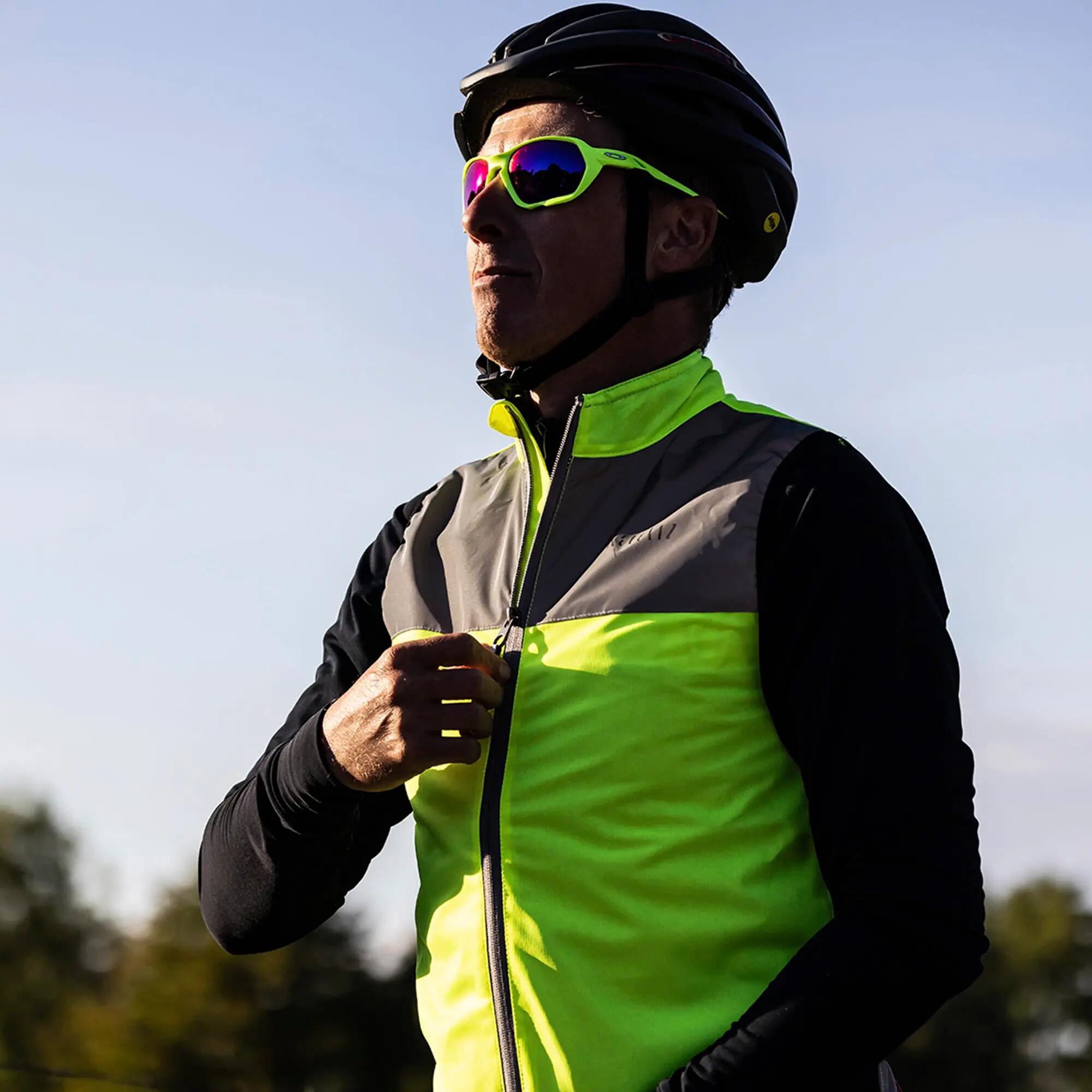 WOWOW - Gilet Cyclisme Jaune Réfléchissant Haute Visibilité Dos Long 5/5