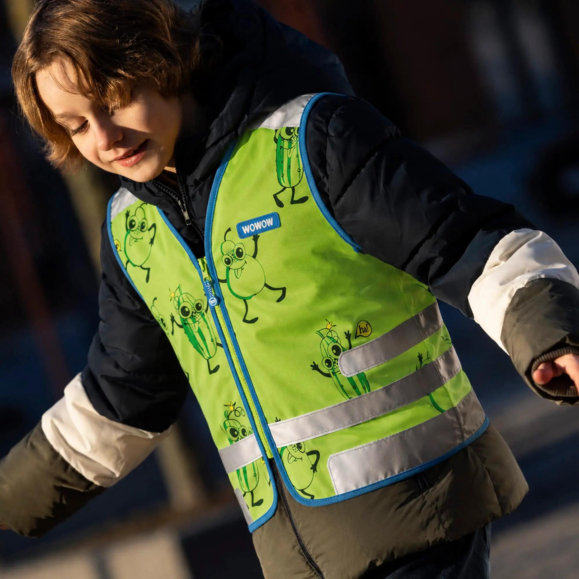 WOWOW - Gilet Enfant Comic Veggie Vert Réfléchissant Haute Visibilité École 4/5