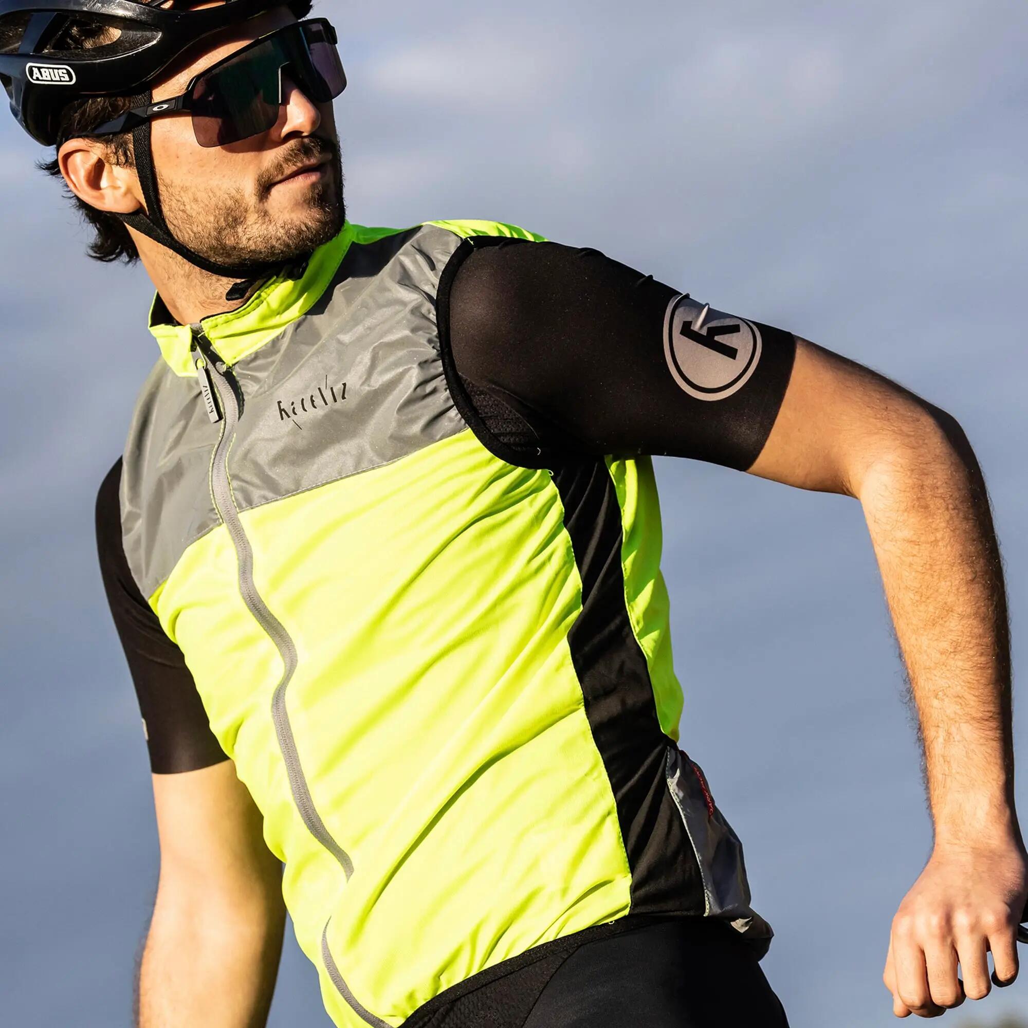WOWOW - Gilet Cyclisme Jaune Réfléchissant Haute Visibilité Dos Long 4/5