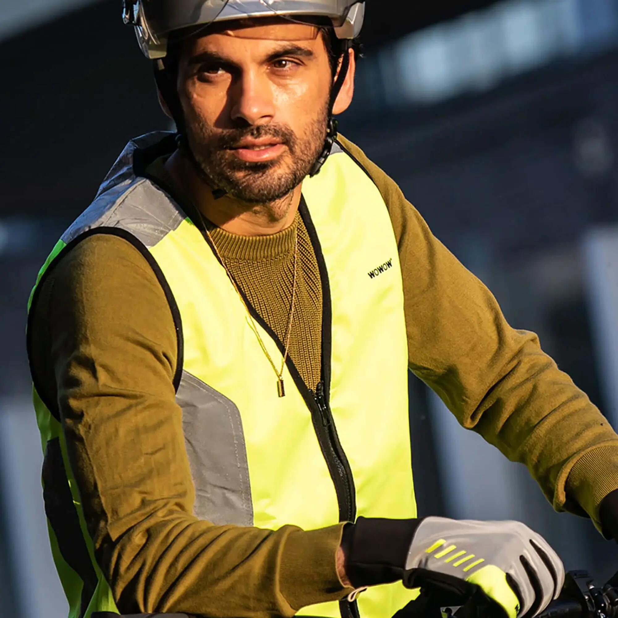 WOWOW - Heren Dames Geel Hi-Vis Reflecterend Fietsvest 4/5