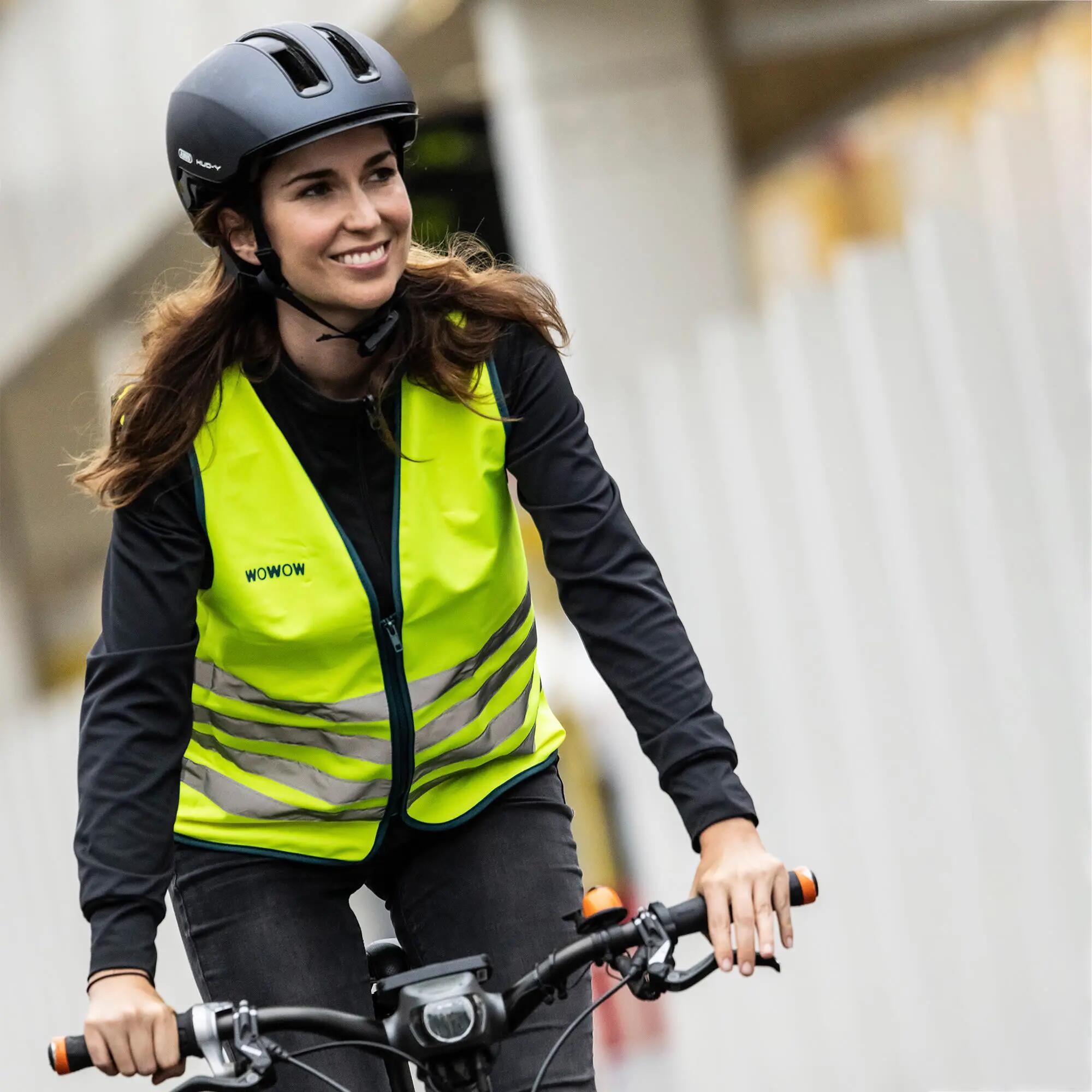 WOWOW - Heren Dames Geel Hi-Vis Reflecterend Fietsvest Verlengde Rug 3/5
