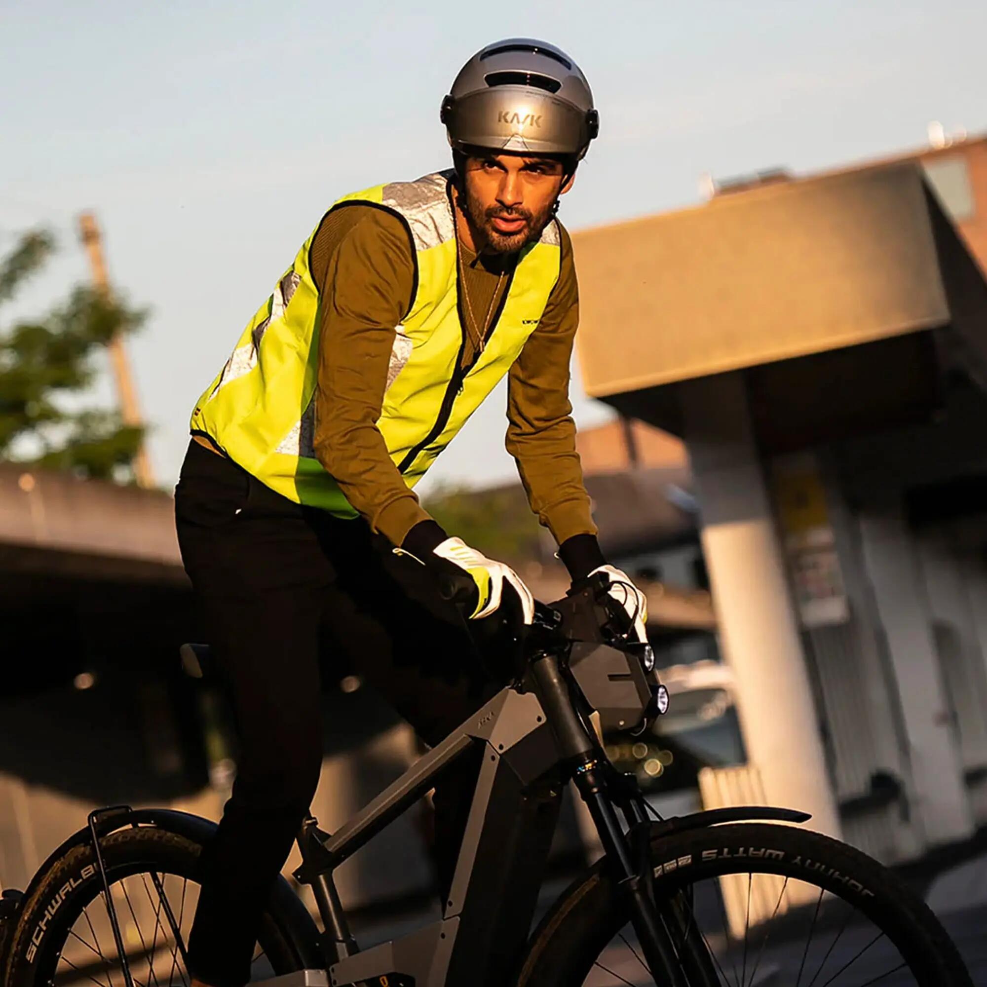 WOWOW - Heren Dames Geel Hi-Vis Reflecterend Fietsvest 3/5
