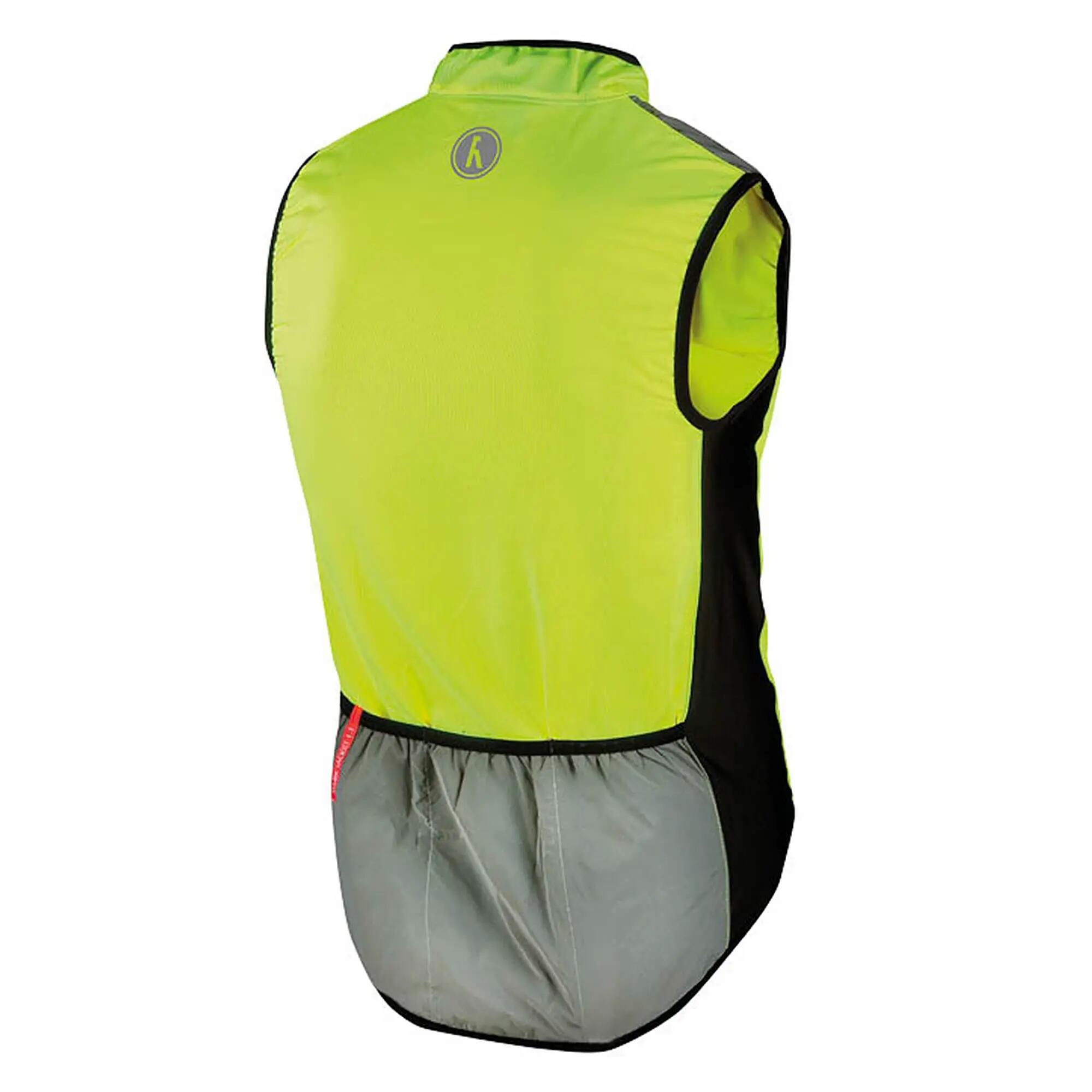 WOWOW - Gilet Cyclisme Jaune Réfléchissant Haute Visibilité Dos Long 2/5