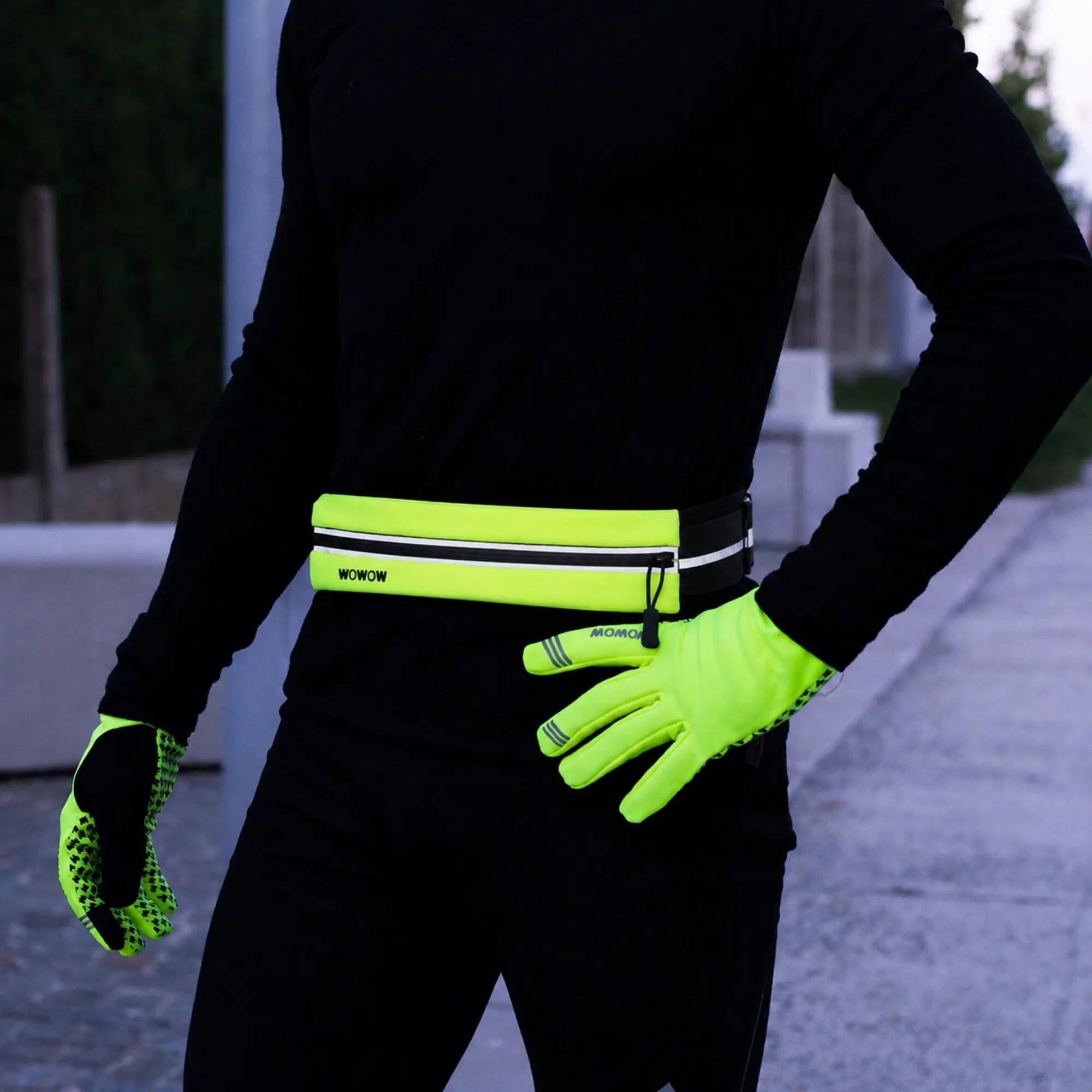 WOWOW - Ceinture Running Jaune Réfléchissante Haute Visibilité avec Poche 5/5