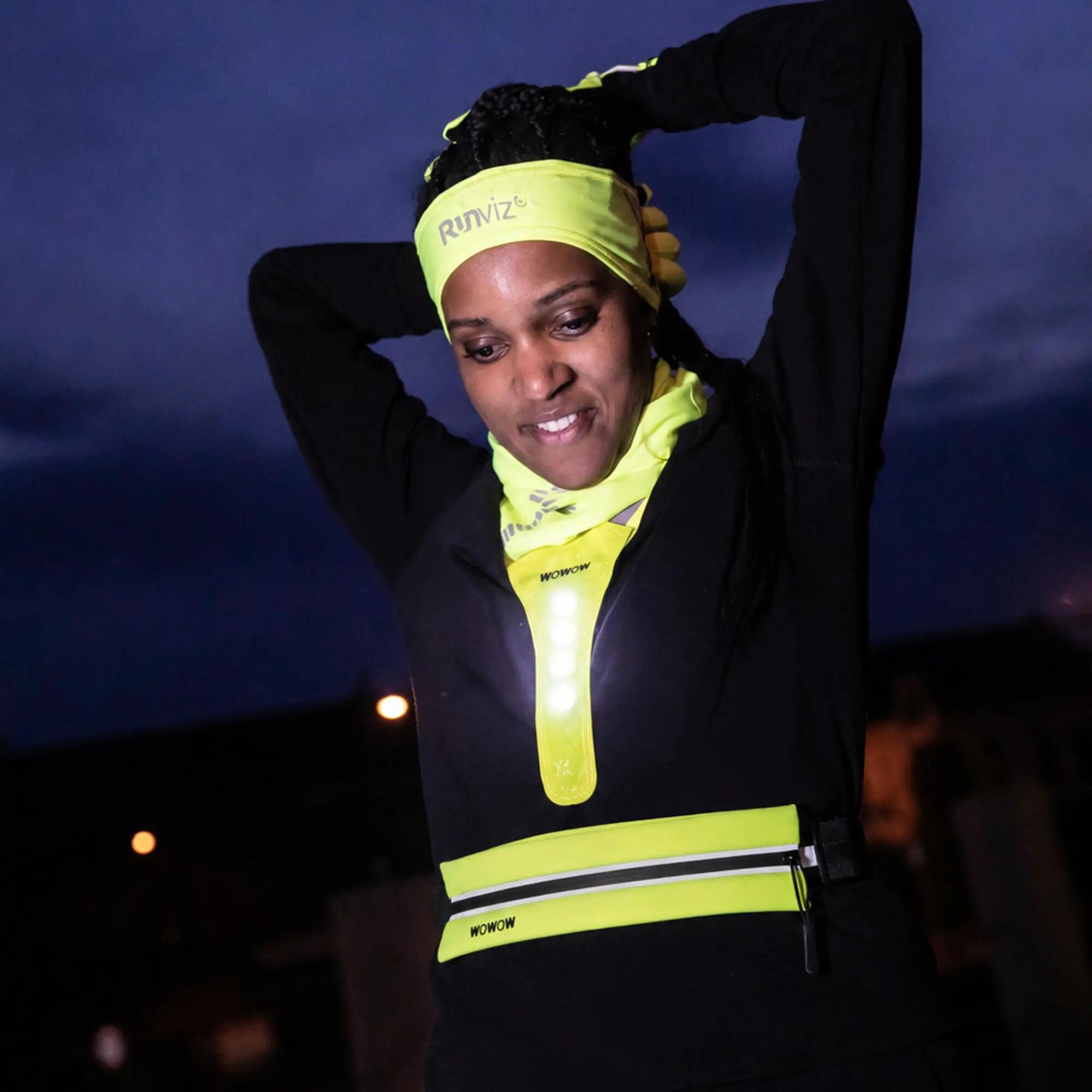 WOWOW - Ceinture Running Jaune Réfléchissante Haute Visibilité avec Poche 4/5