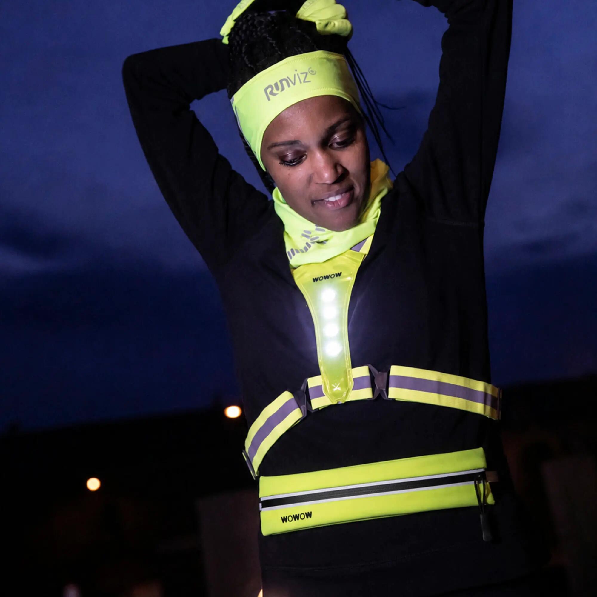 WOWOW - Ceinture Running Jaune Réfléchissante Haute Visibilité avec Poche 3/5