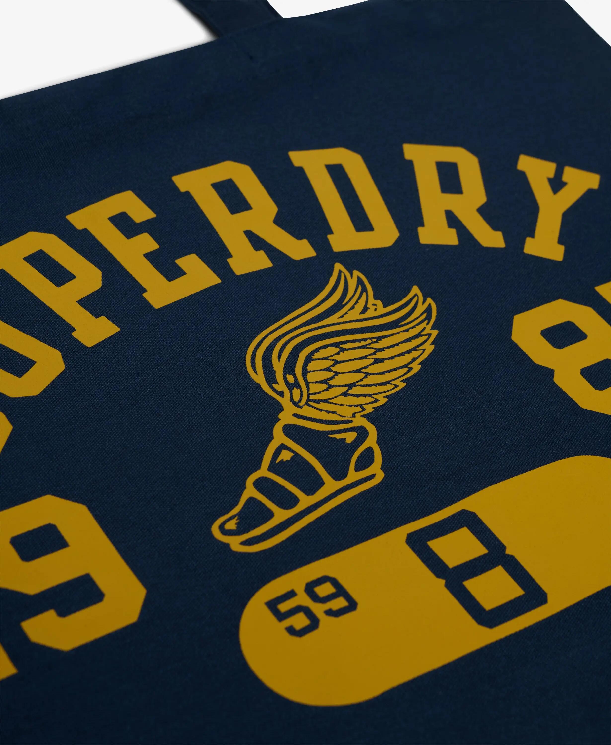 superdry Tote em 100% algodão com grande estampado – Richest Navy/Autumn Mustard 5/5