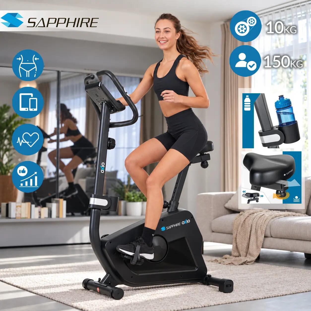 Rower stacjonarny magnetyczny Sapphire SG-8500B Oxio koło 10kg pomiar pulsu 3/14