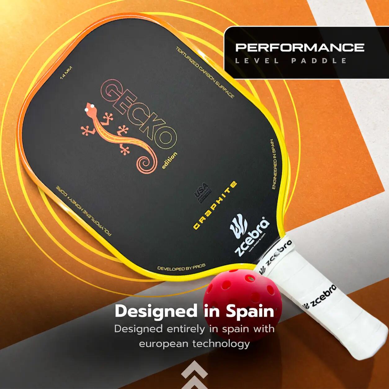 Raquette de Pickleball JAUNE de la série Graphite de Zcebra 5/7