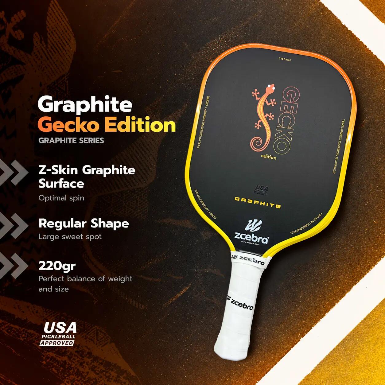 Raquette de Pickleball JAUNE de la série Graphite de Zcebra 3/7