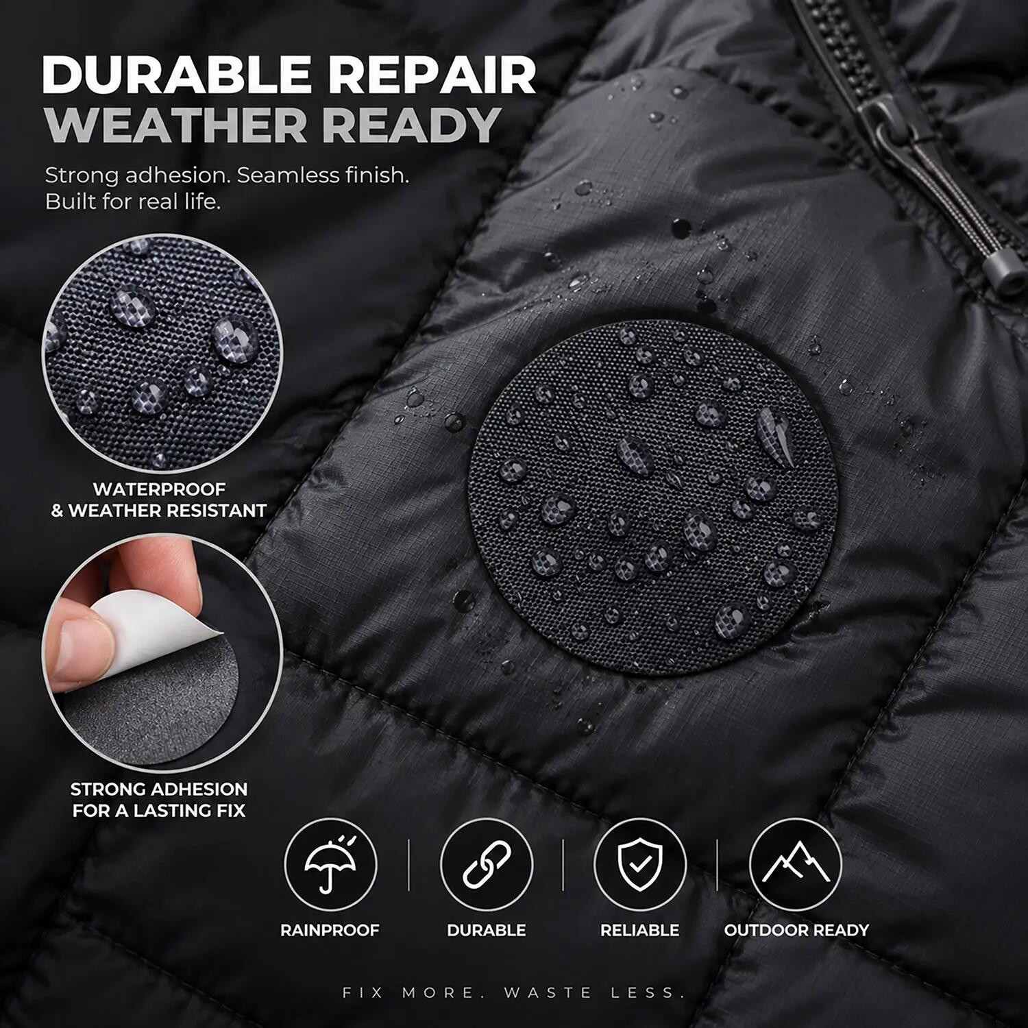 Patchs réparation aZengear 11 pièces noir – nylon imperméable pour doudoune 5/14
