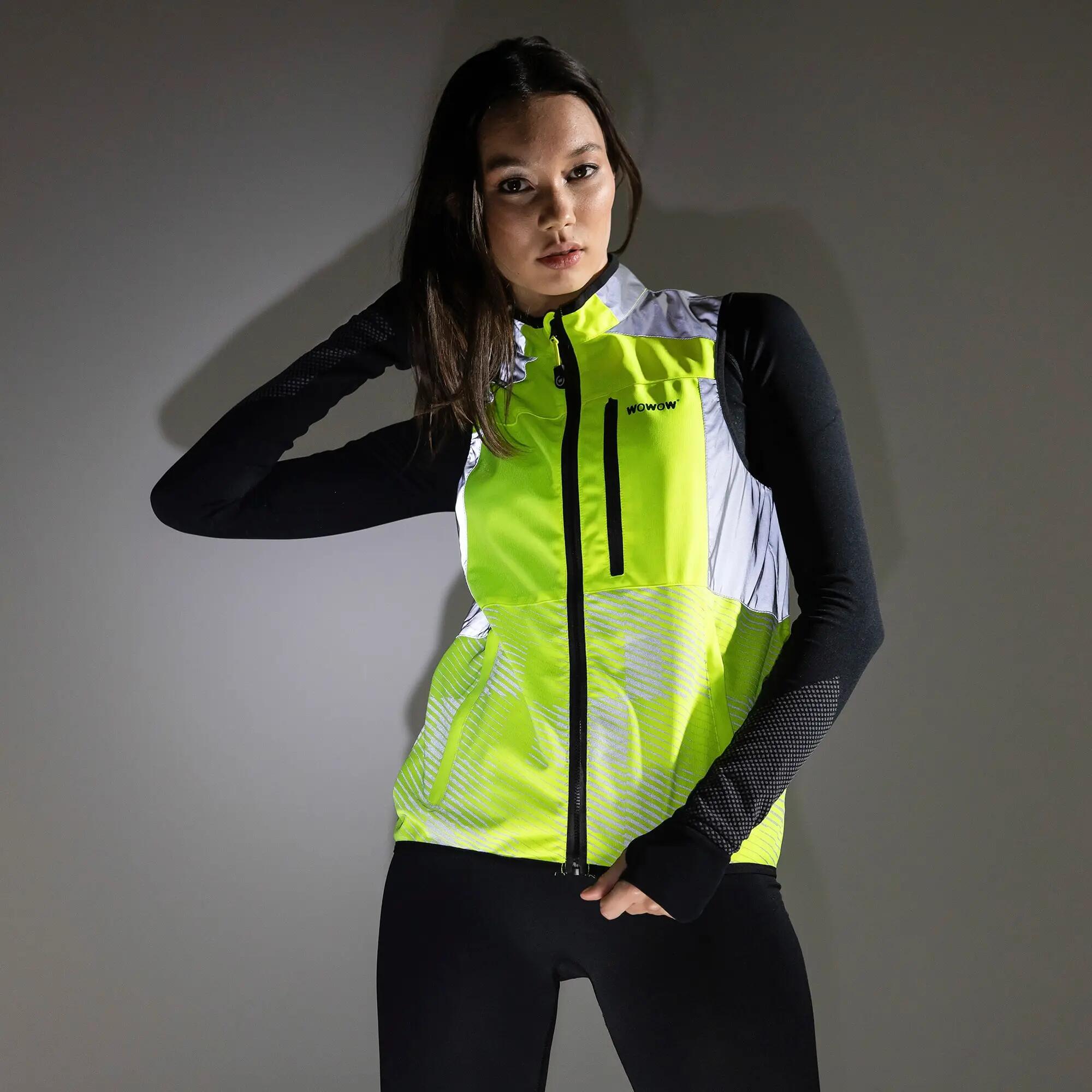 WOWOW - Chaleco ciclismo hombre mujer reflectante de malla amarillo 3/5