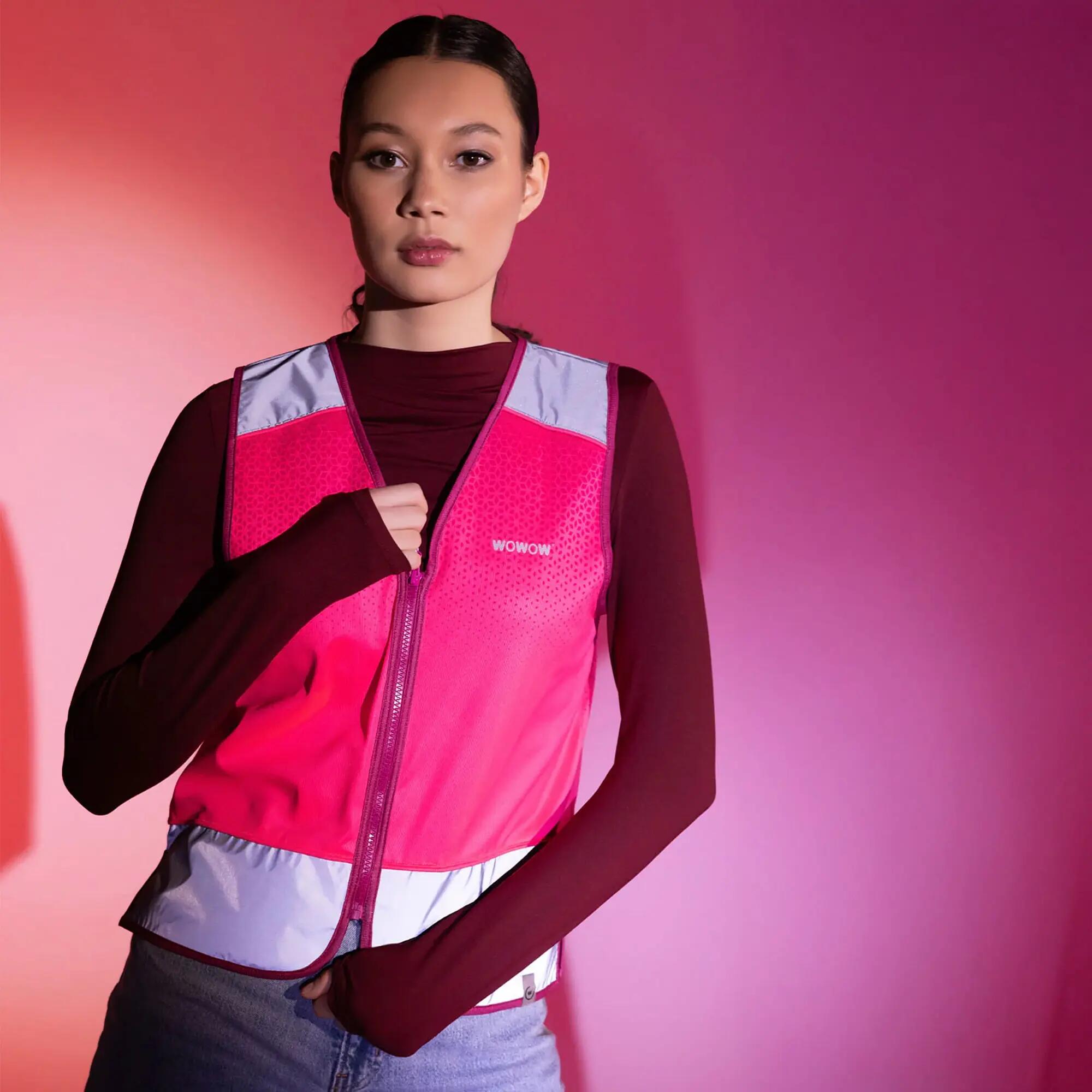WOWOW - Dames Yara Roze Reflecterend Winddicht Fietsgilet 5/5