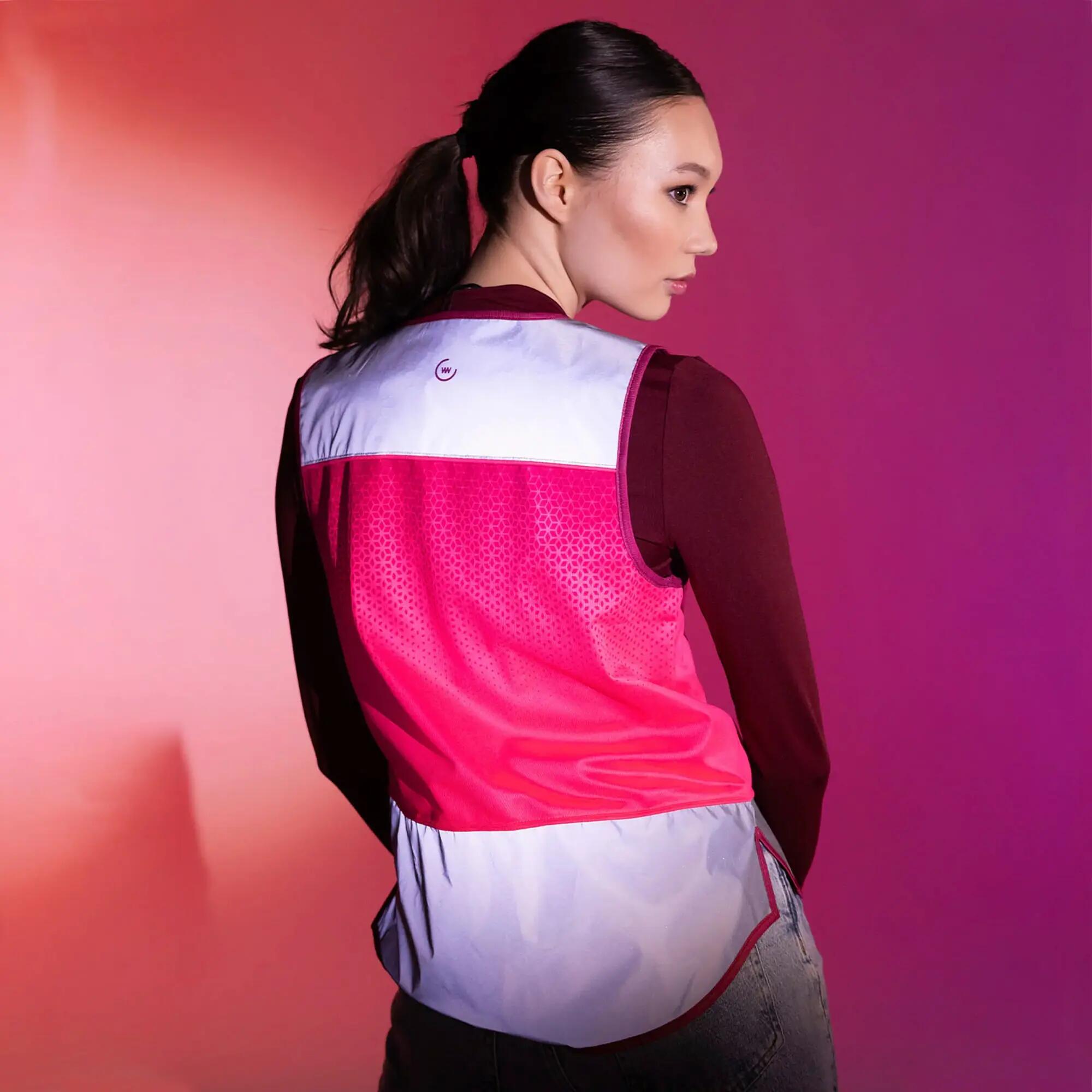 WOWOW - Dames Yara Roze Reflecterend Winddicht Fietsgilet 4/5