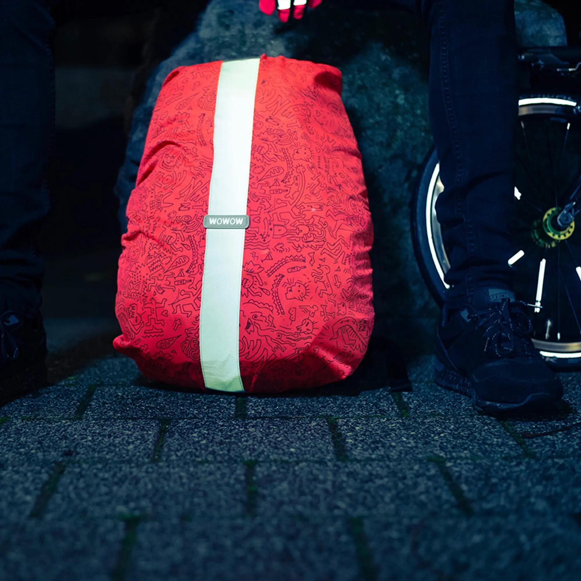 WOWOW - Housse Sac à Dos Rebel Rouge Réfléchissante Haute Visibilité 20-25L 4/5