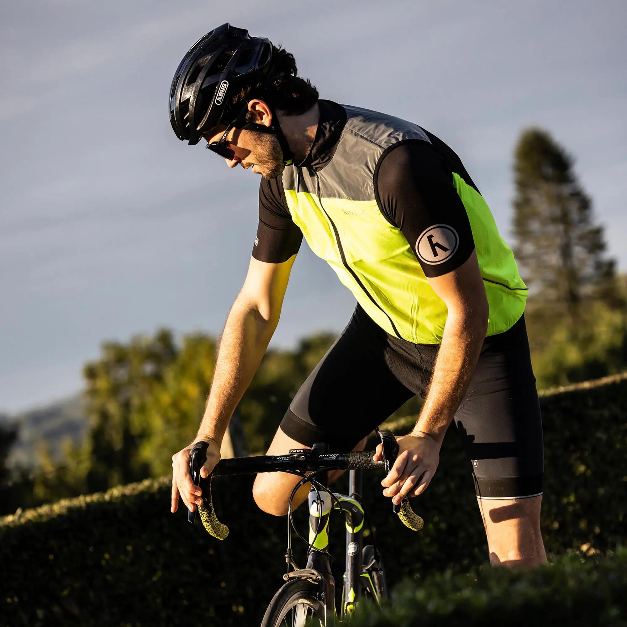 WOWOW - Veste Cyclisme Jaune Haute Visibilité Coupe-Vent Réfléchissante 4/5