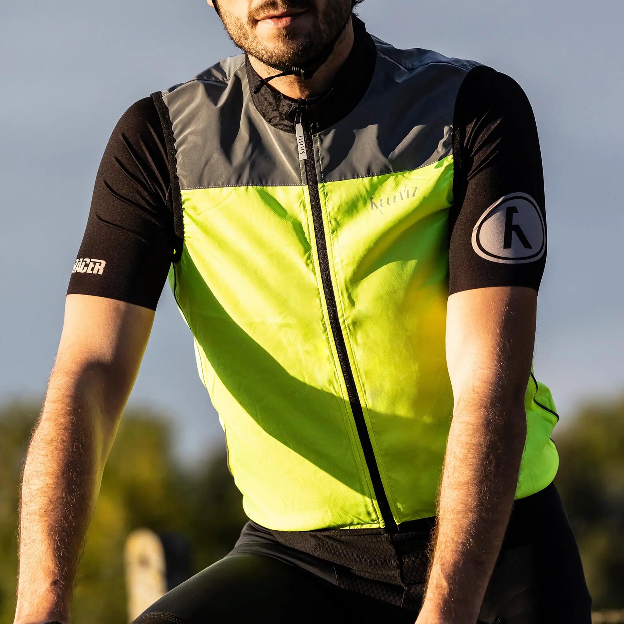 WOWOW - Veste Cyclisme Jaune Haute Visibilité Coupe-Vent Réfléchissante 3/5