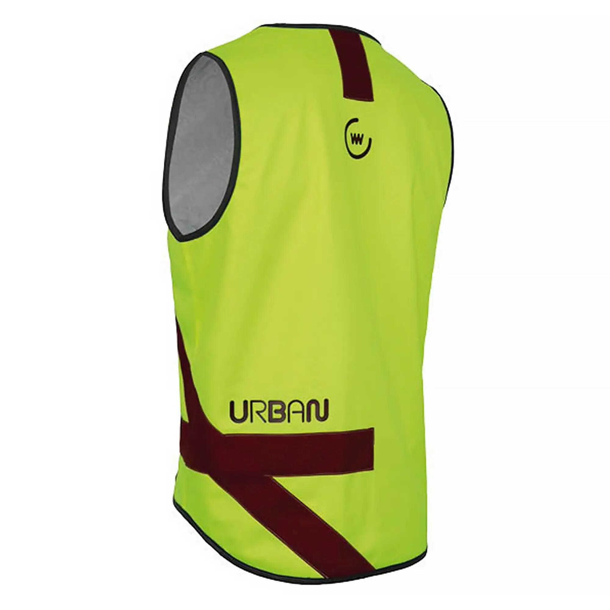 WOWOW - Heren Dames Urban Citizen Geel Rood Hi-Vis Reflecterend Fietsvest 2/5