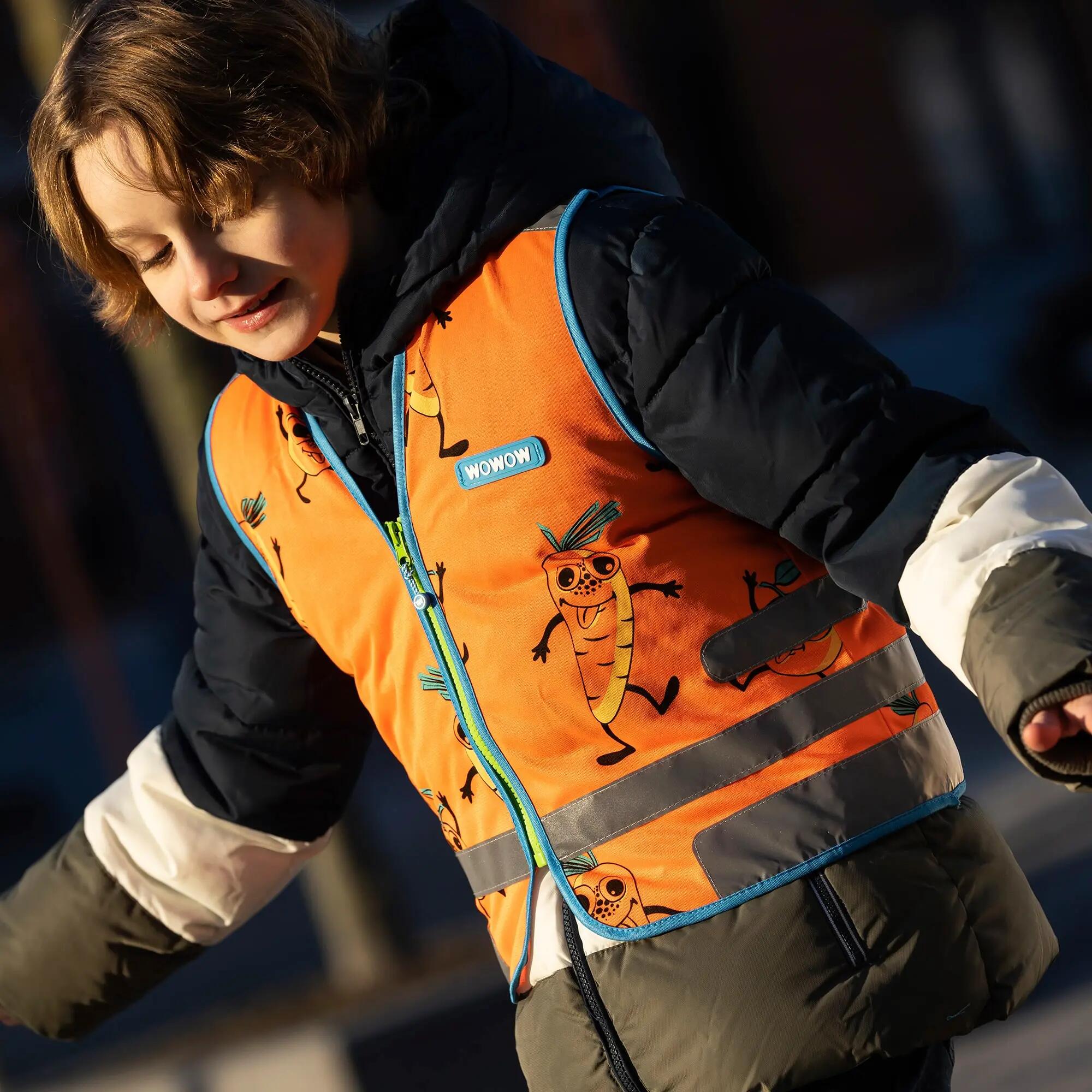 WOWOW - Gilet Enfant Comic Veggie Orange Réfléchissant Haute Visibilité 3/5