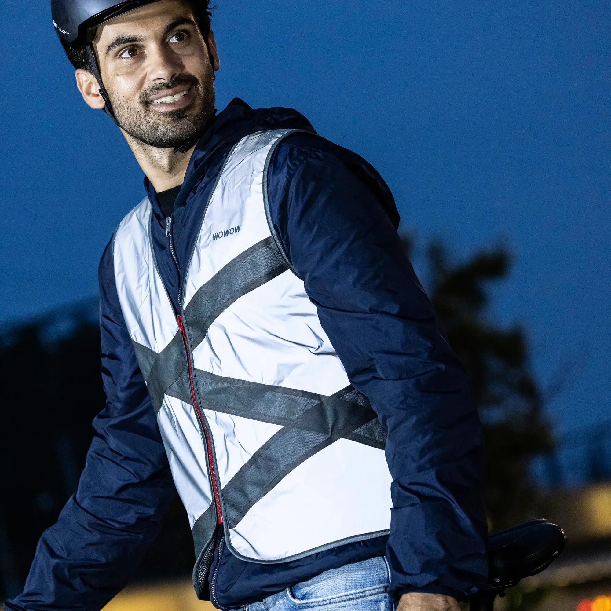 WOWOW - Heren Dames Crossroad Rood Grijs Reflecterend Hi-Vis Fietsvest 5/5