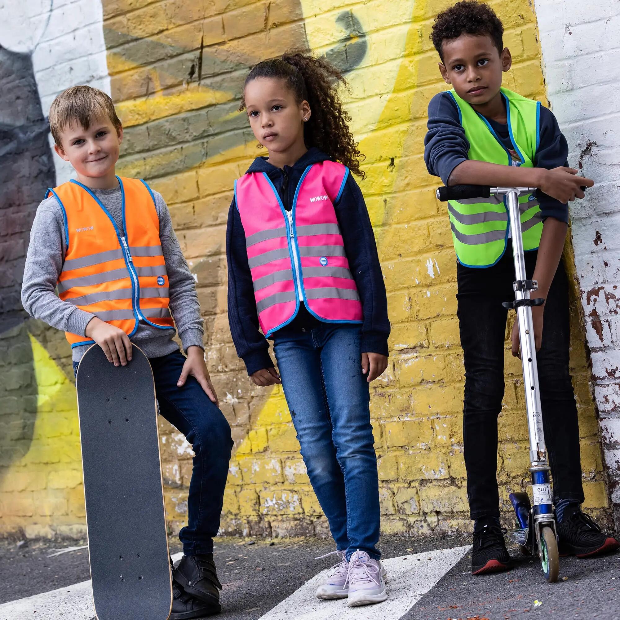 WOWOW - Kinder Rosa Warnschutz Reflektierende Fahrrad Outdoorweste 5/6