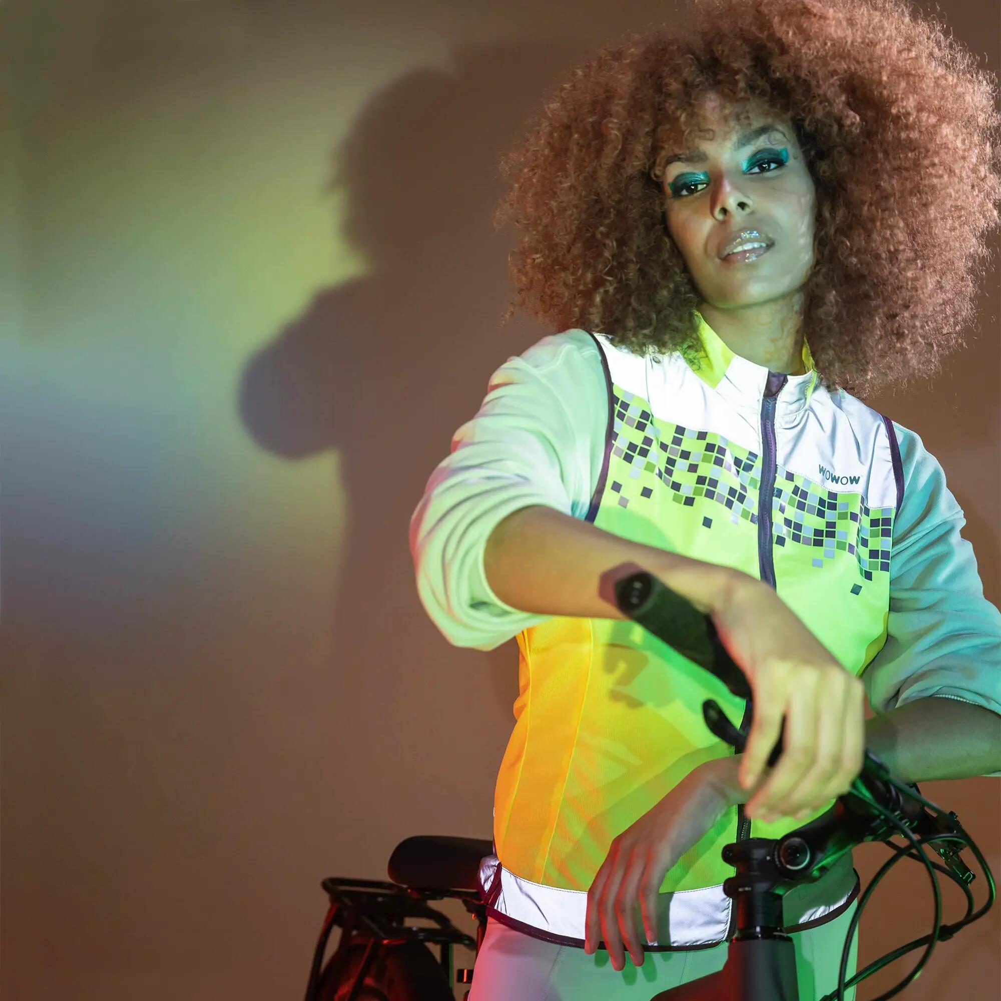 WOWOW - Chaleco ciclismo Amy mujer reflectante amarillo con bolsillos 5/5