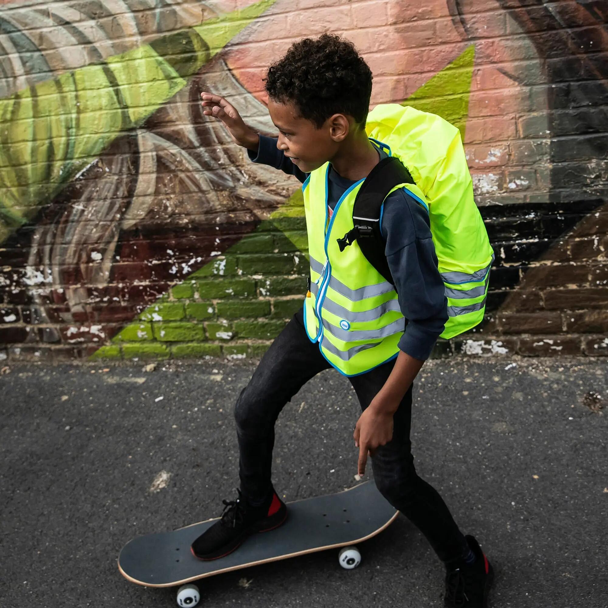 WOWOW - Gilet Enfant Vert Réfléchissant Haute Visibilité Vélo Marche 5/6