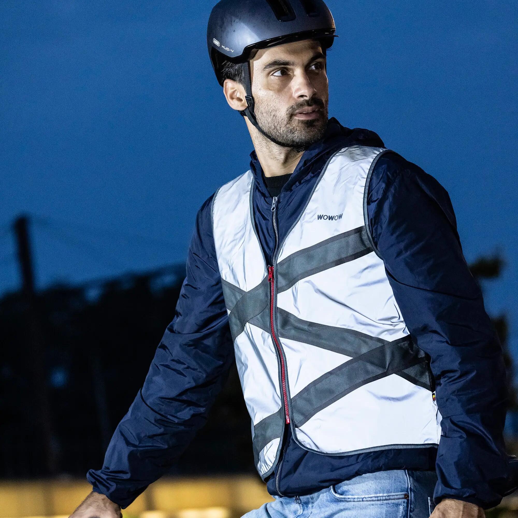 WOWOW - Heren Dames Crossroad Rood Grijs Reflecterend Hi-Vis Fietsvest 4/5