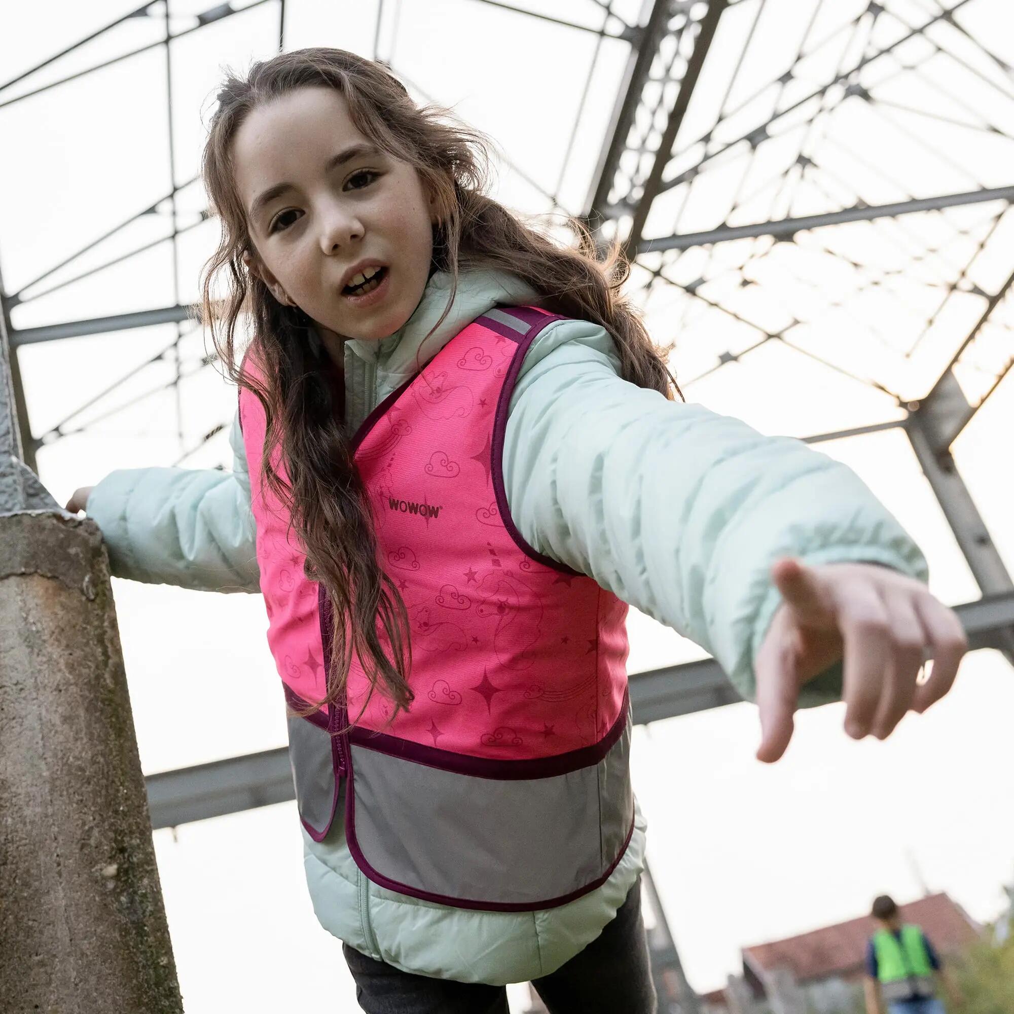 WOWOW - Kinderen Zippy Roze Volledig Reflecterend Winddicht Ademend Vest 5/5