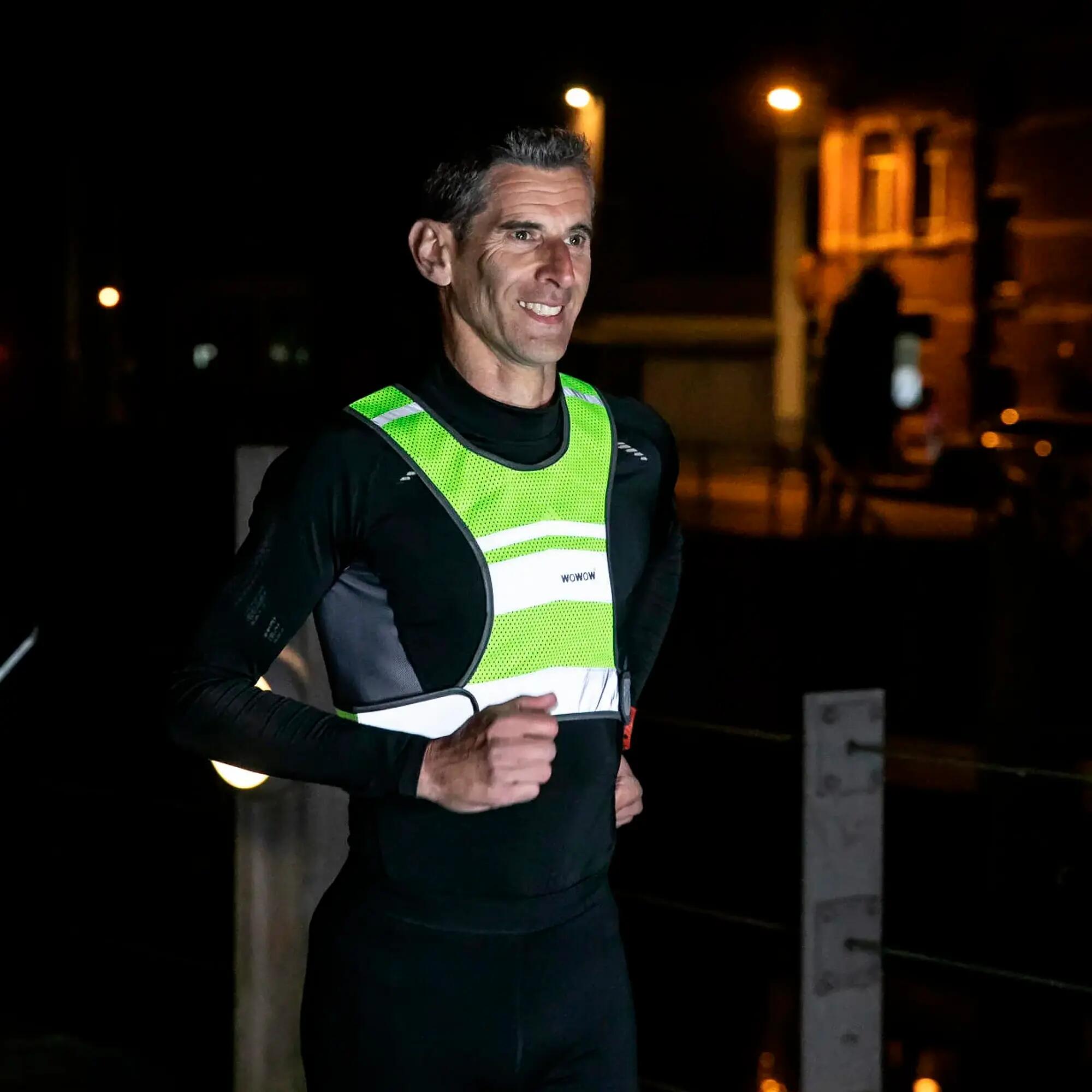WOWOW - Heren Dames Geel Hi-Vis Reflecterend Hardloopvest van Mesh 4/5