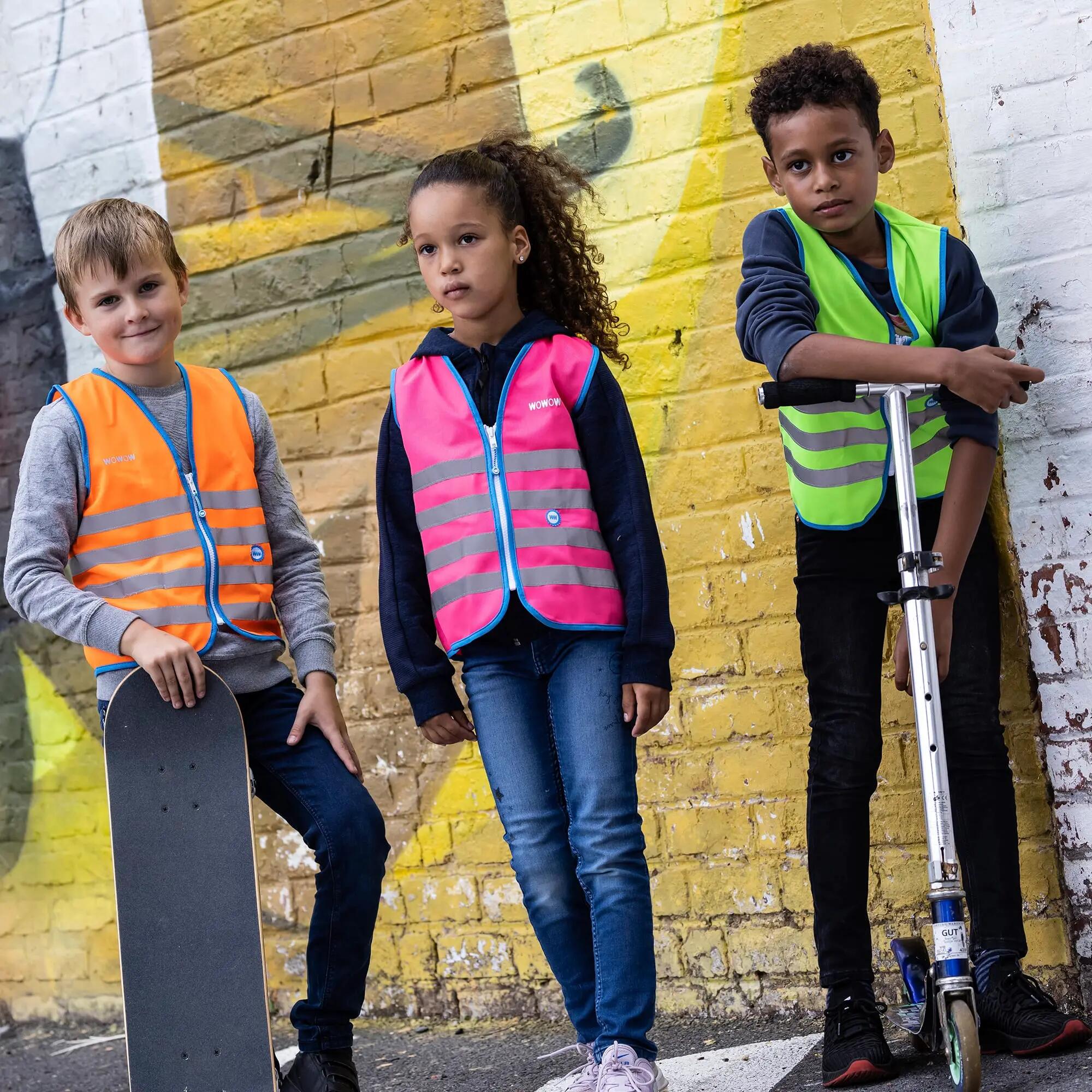 WOWOW - Gilet Enfant Vert Réfléchissant Haute Visibilité Vélo Marche 4/6