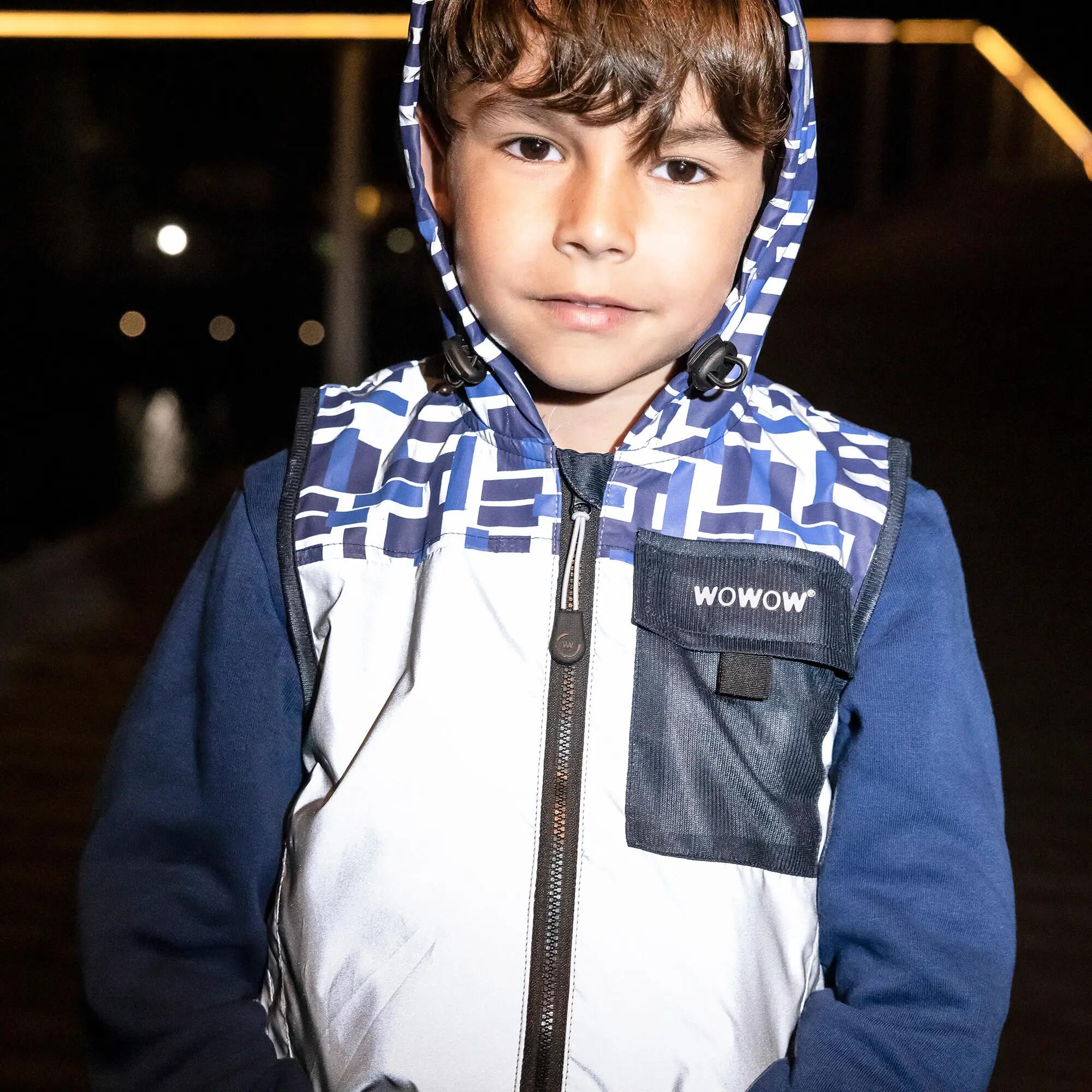 WOWOW - Gilet Garçon Yoho Bleu Réfléchissant Haute Visibilité à Capuche 4/5