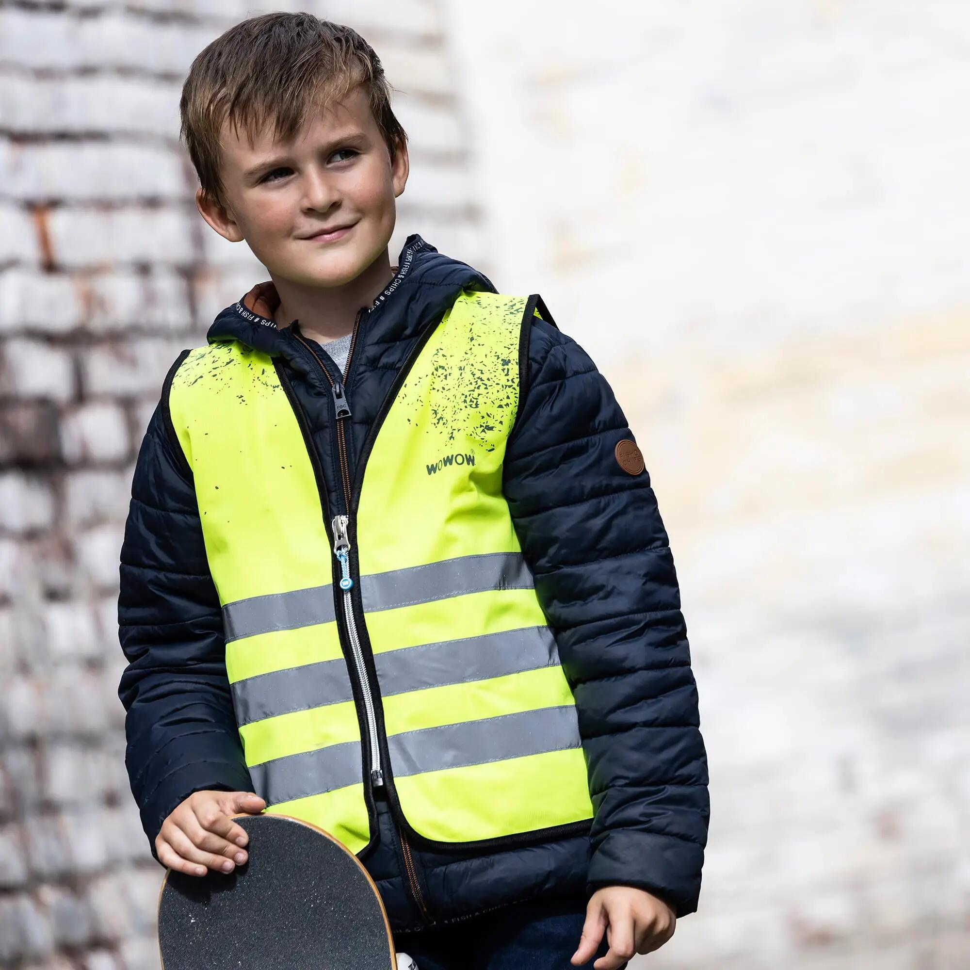 WOWOW - Gilet Enfant Schlamm Jaune Réfléchissant Haute Visibilité École 5/5