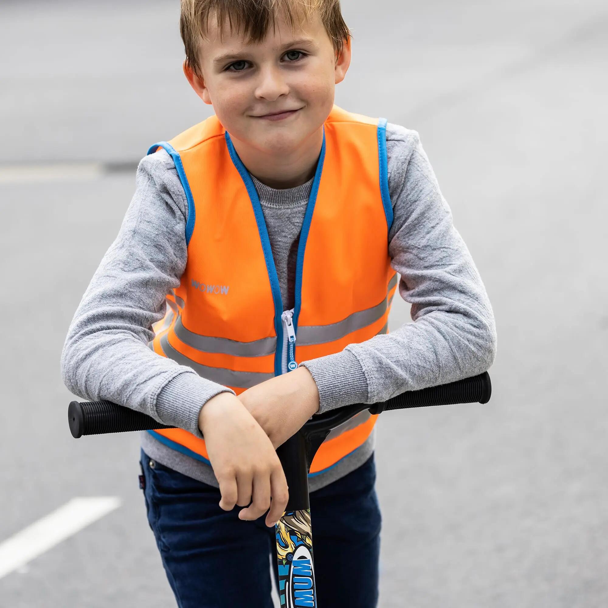 WOWOW - Kinderen Oranje Hi-Vis Reflecterend Fiets- en Wandelvest 3/6