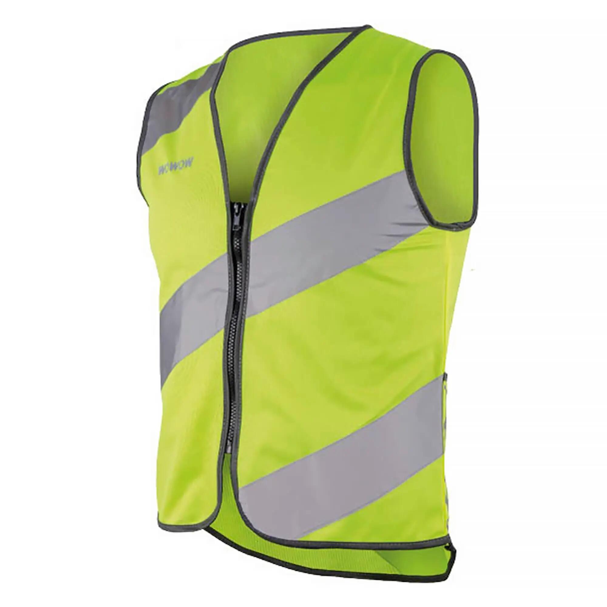 WOWOW - Gilet Cyclisme Roadie Jaune Réfléchissant Haute Visibilité Poches 1/5