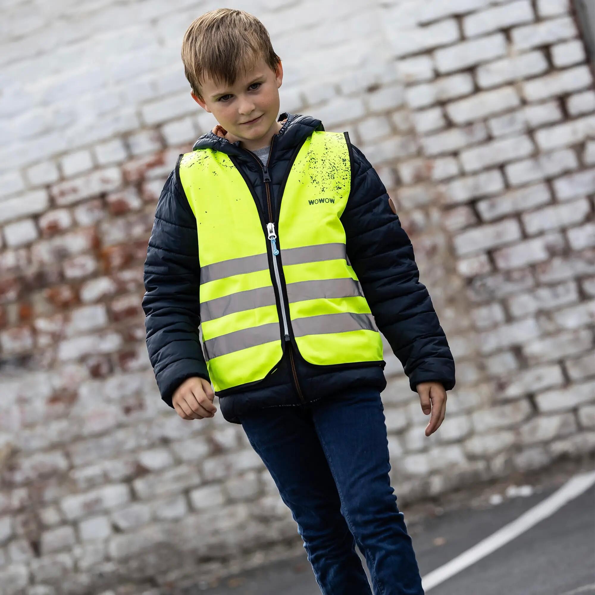 WOWOW - Gilet Enfant Schlamm Jaune Réfléchissant Haute Visibilité École 3/5